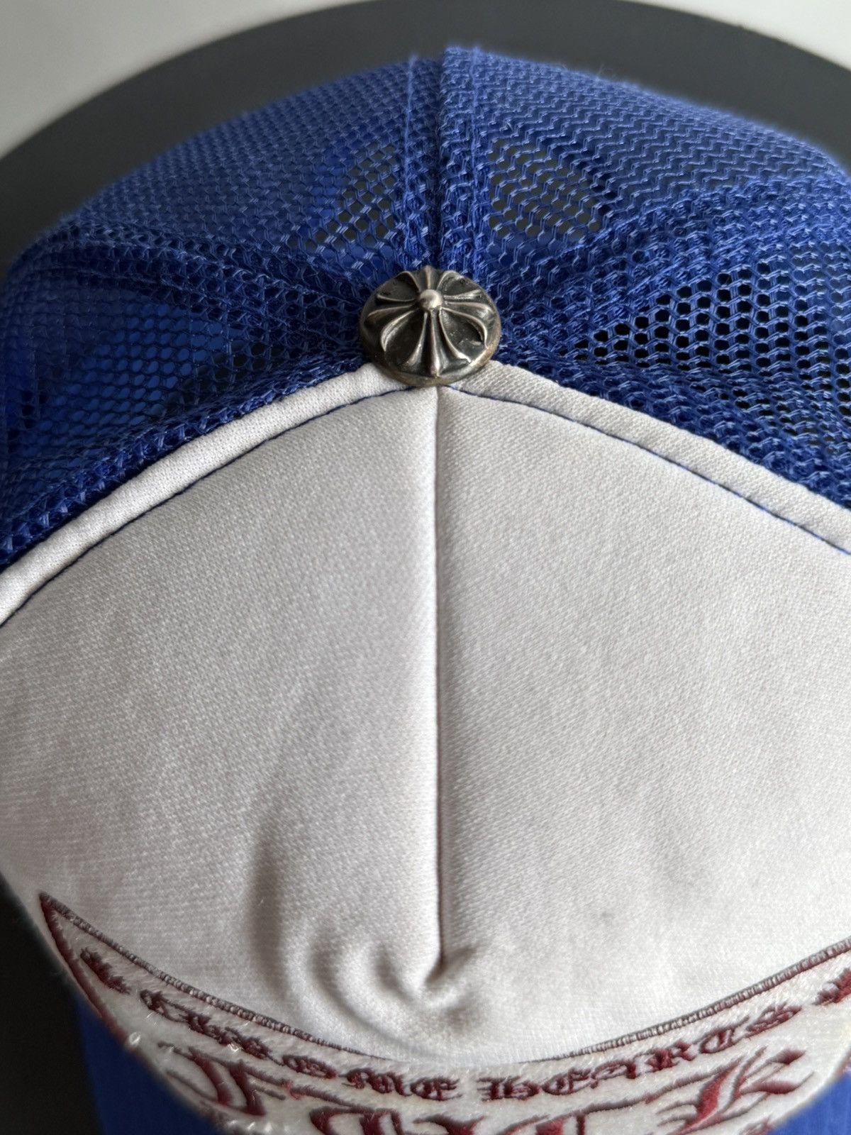 Chrome Hearts Chrome Hearts - Vintage Red on Blue FUCK Trucker Hat Size ONE SIZE - 4 Thumbnail