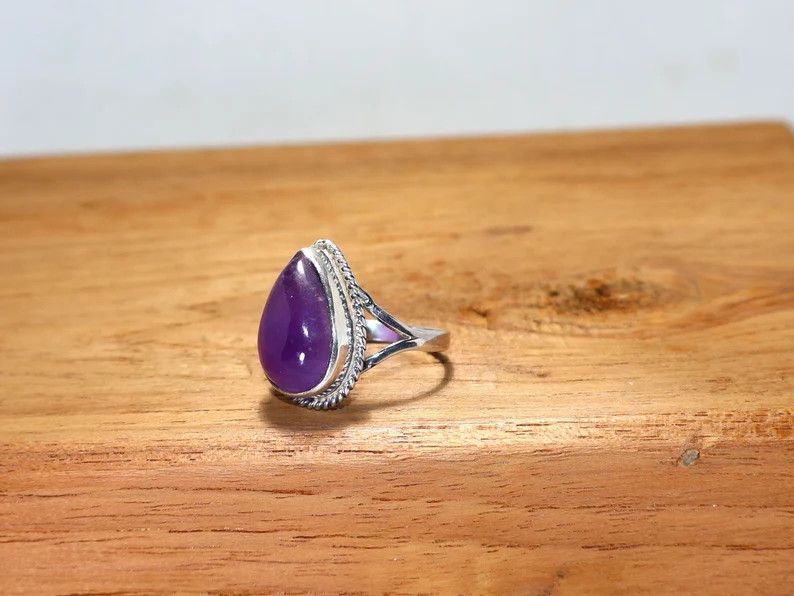 Handmade Amethyst Ring, Handmade 925 Sterling Silver Promise Ring Size ONE SIZE - 5 Thumbnail