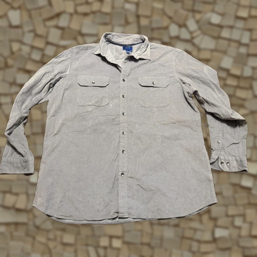 Apt. 9 Apt. 9 Shirt Men's XXL Gray Button Up Long Sleeve Slim Fit Premier Size US XXL / EU 58 / 5 - 1 Thumbnail