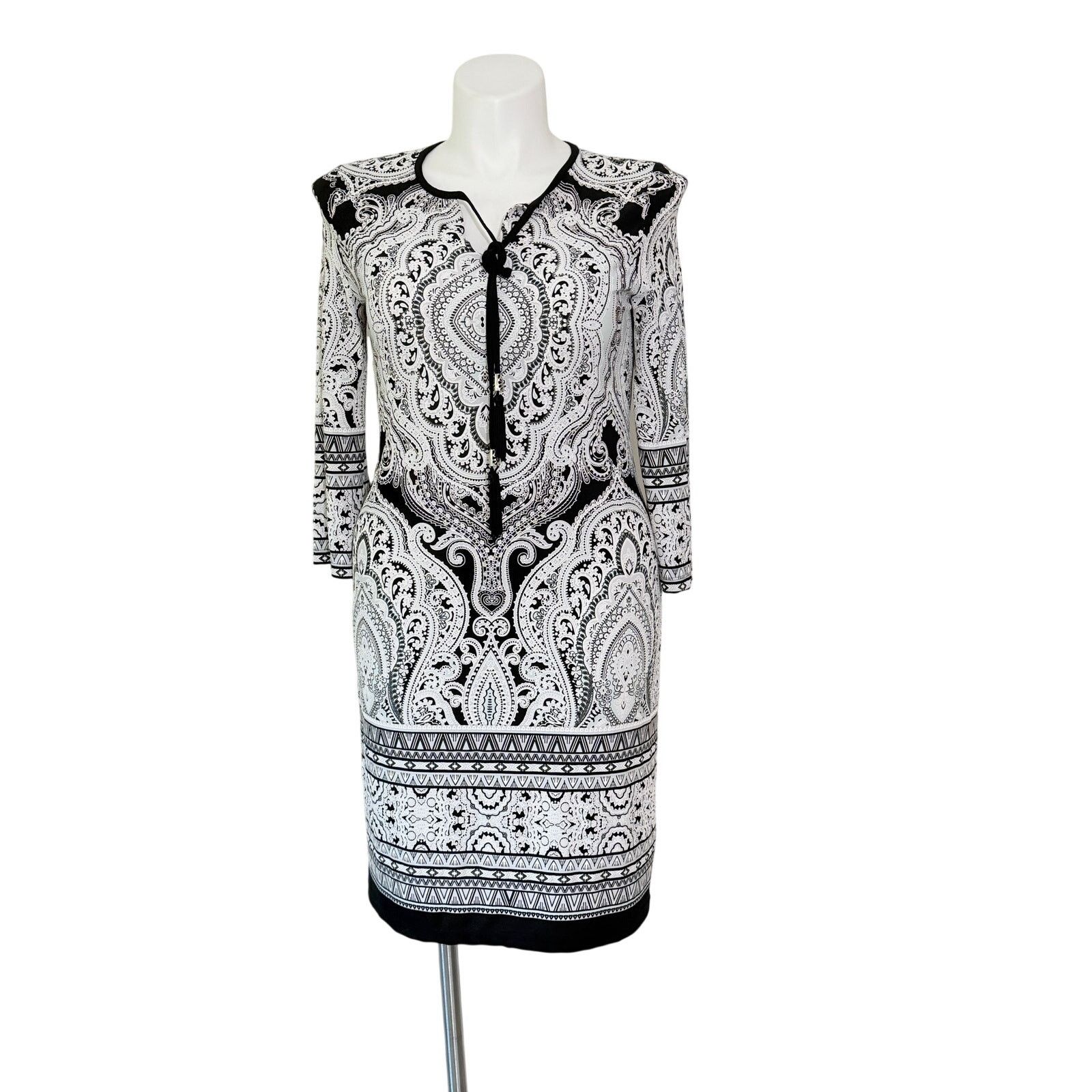 Other Sandra Darren Paisley Boho Sheath Dress 3/4 Sleeve textured Size L / US 10 / IT 46 - 1 Thumbnail