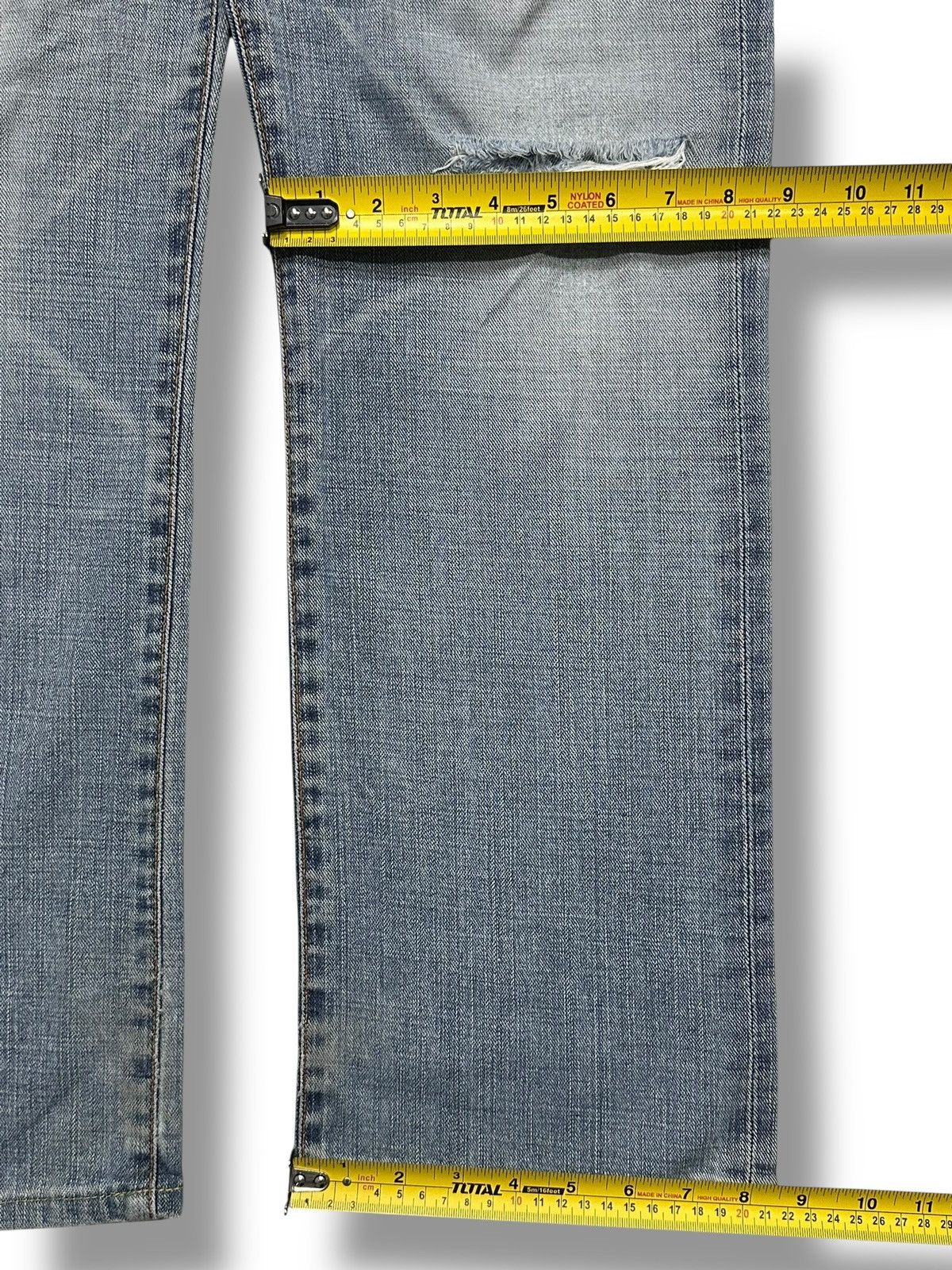 Edwin EDWIN BTJ03 Straight Leg Distressed Japan Denim Faded Wash Size US 34 / EU 50 - 20 Thumbnail