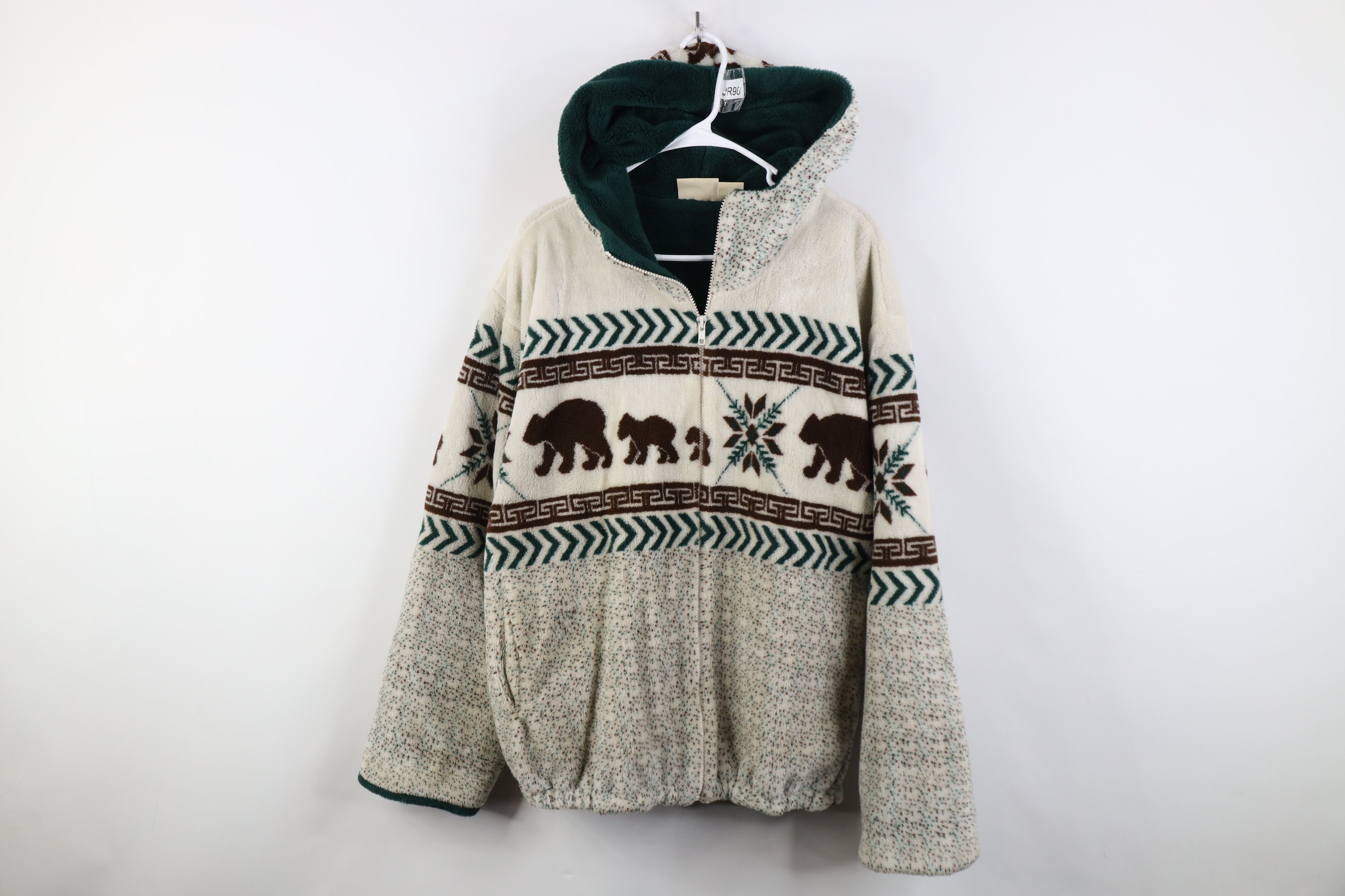 Vintage Vintage 90s Streetwear All Over Print Hooded Fleece Jacket Size L / US 10 / IT 46 - 1 Thumbnail