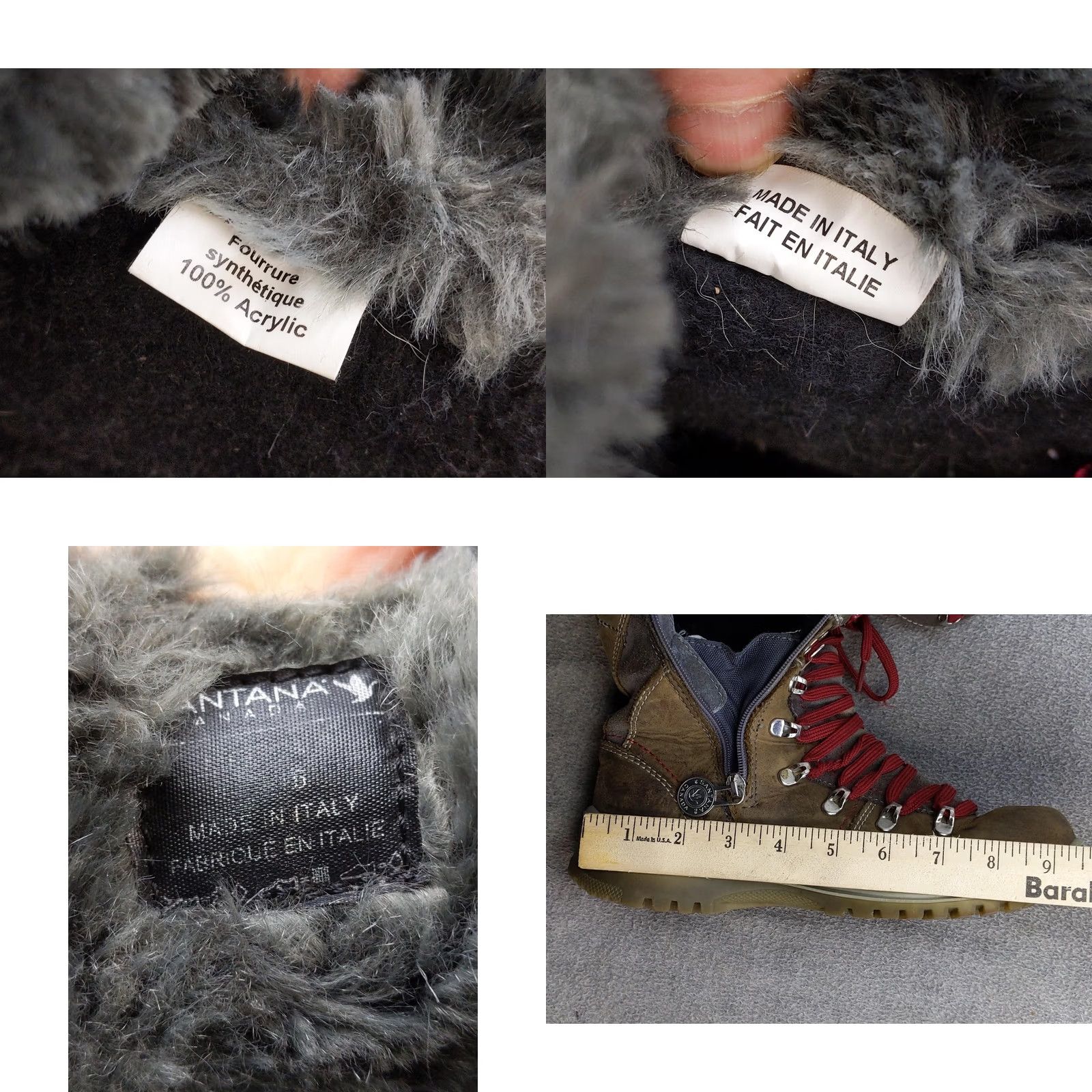 Vintage Santana Canada Boots Womens 7 38 Brown Gray Fur Lined Winter Snow Hiking Size US 7 / IT 37 - 8 Thumbnail