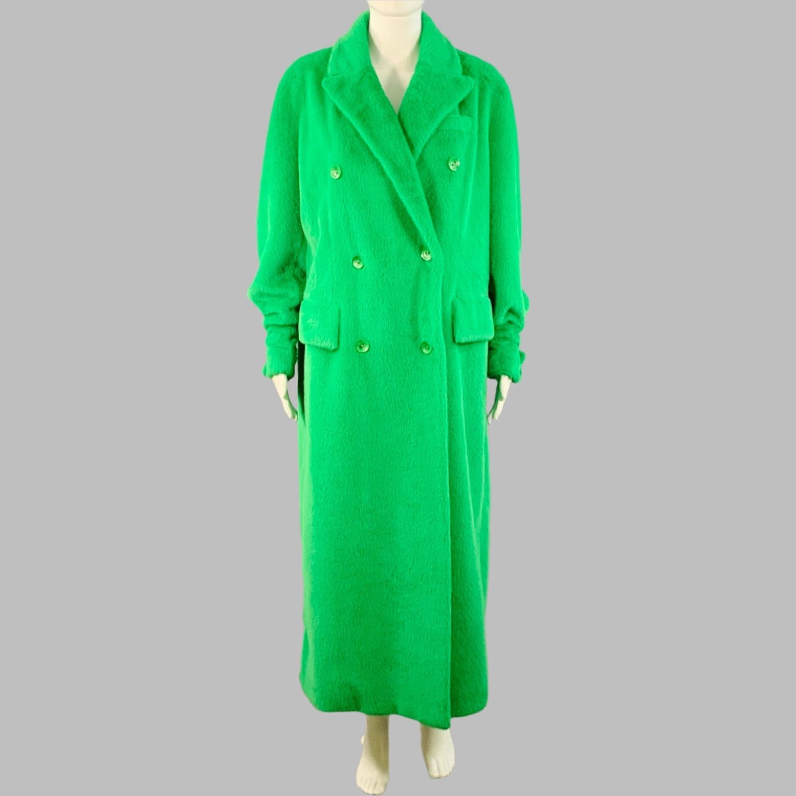 STAND STUDIO Size S Lidya Green Polyester Faux Fur Peak Lapel Coat Size S / US 4 / IT 40 - 1 Thumbnail