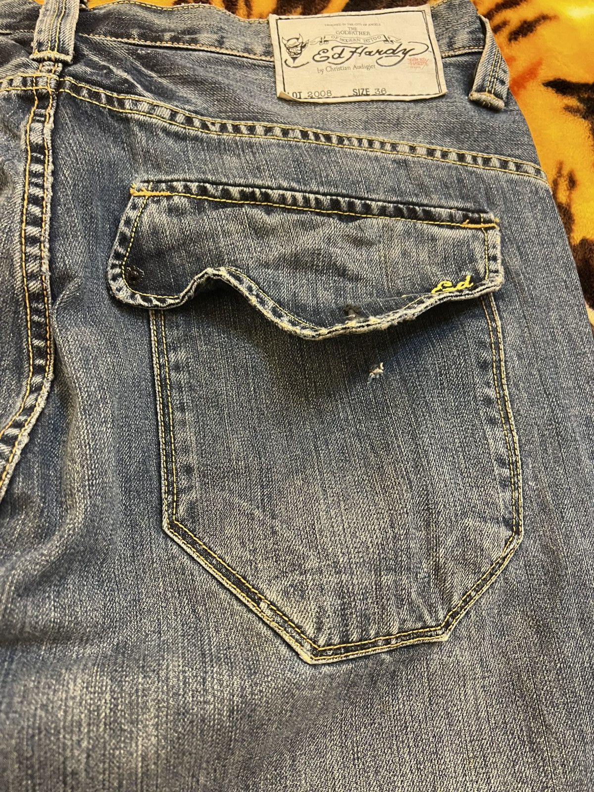 Ed Hardy × Vintage Vintage 2010 Ed Hardy by Christian Audigier Jeans Size US 36 / EU 52 - 4 Thumbnail