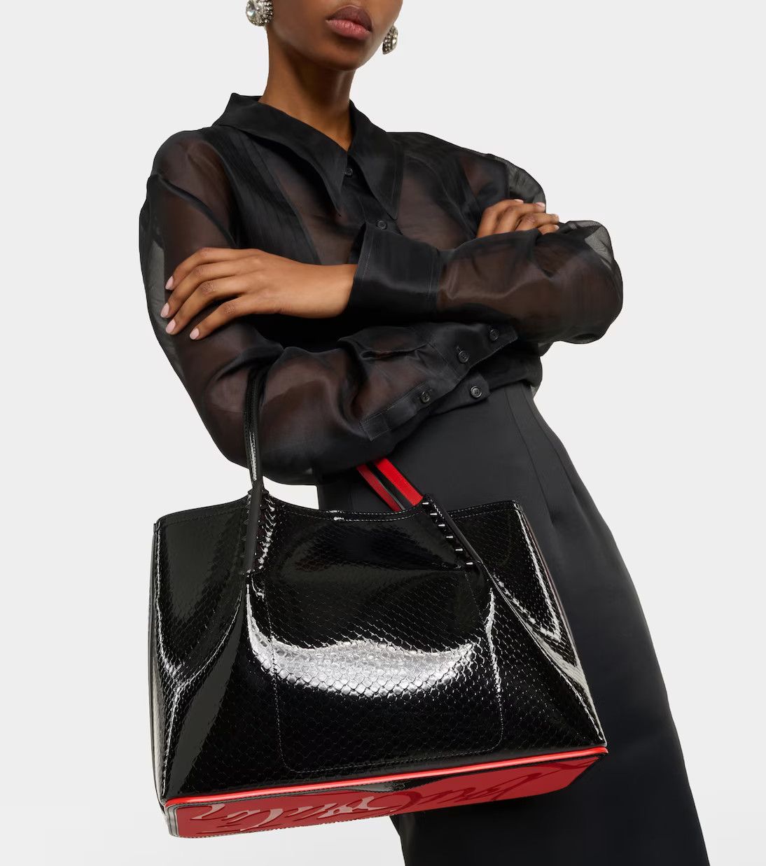 Christian Louboutin o1s1wg111124 Size: OS / Patent Leather Tote Bag in Black Size ONE SIZE - 4 Thumbnail