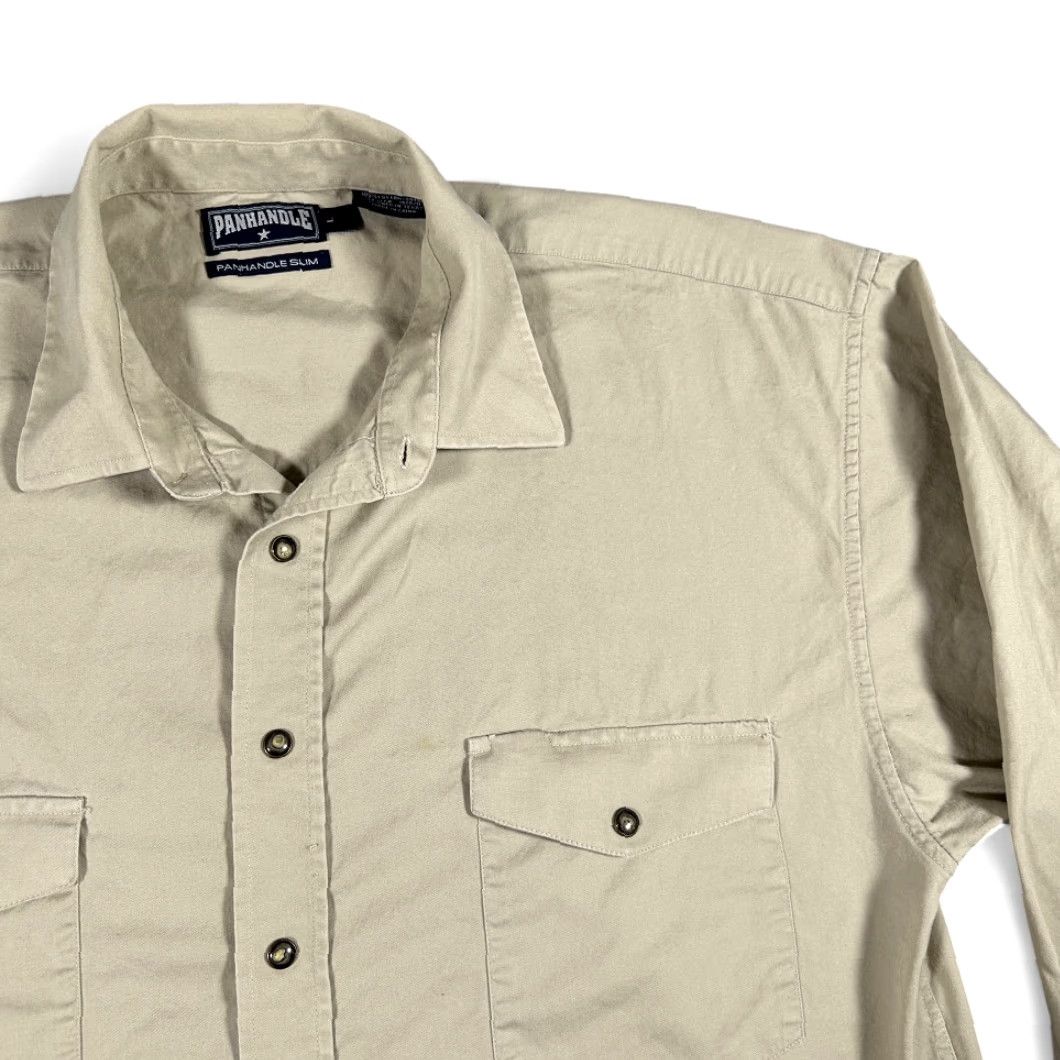 Vintage Panhandle Slim Shirt Adult MEDIUM Brown Western Cowboy Solid Long Sleeve Button-Up Pearl Snap Front Pockets Mens Size US M / EU 48-50 / 2 - 2 Thumbnail