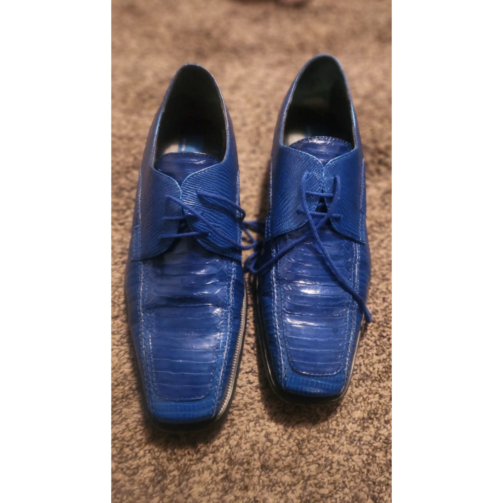 Vintage Giorgio Brutini Dress Oxford Shoes Snake Leather Blue 9.5 M Men Size US 10 / EU 43 - 2 Thumbnail