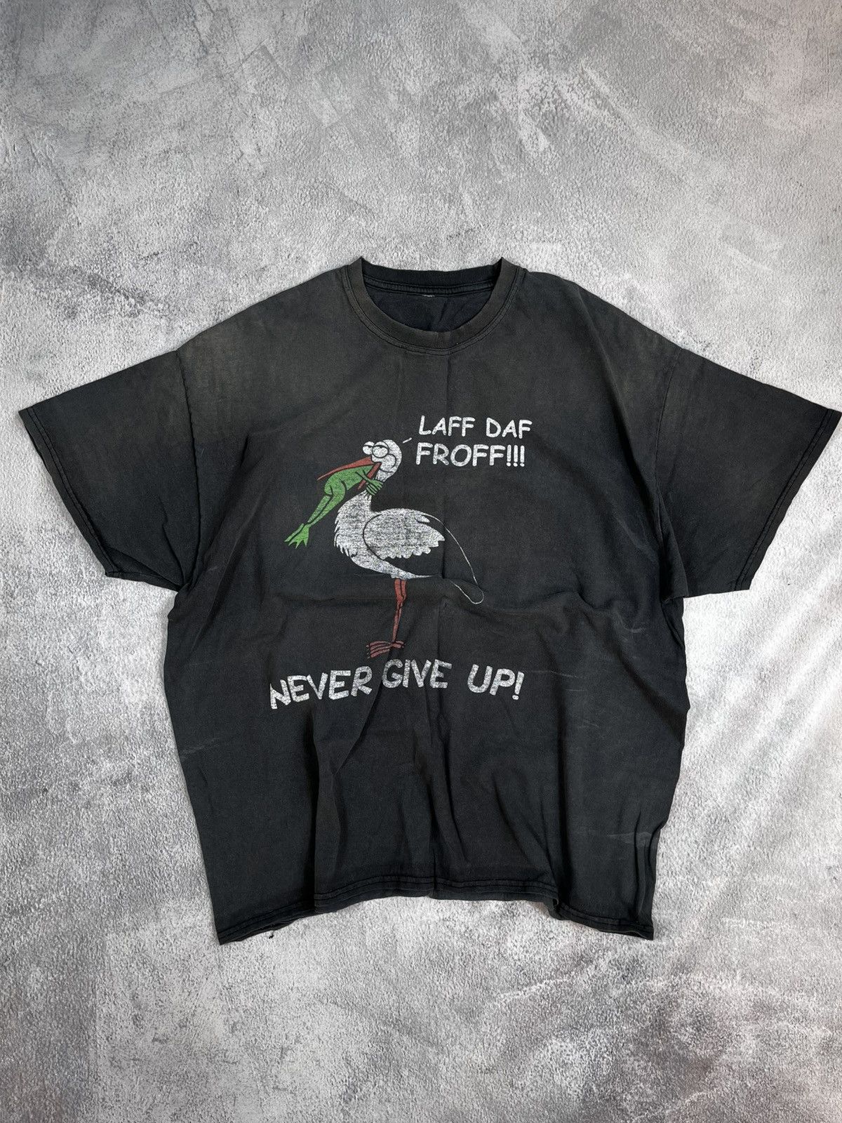 Band Tees Vintage Y2K Never Give Up humor faded trashed tee size XL Size US XL / EU 56 / 4 - 1 Thumbnail