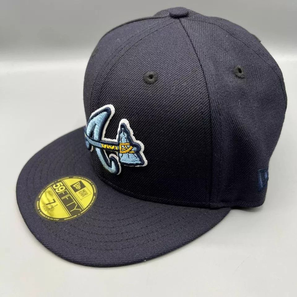New Era Atlanta Braves Hat Men 7 1/2 59Fifty New Era MLB Fitted Cap Size ONE SIZE - 3 Thumbnail