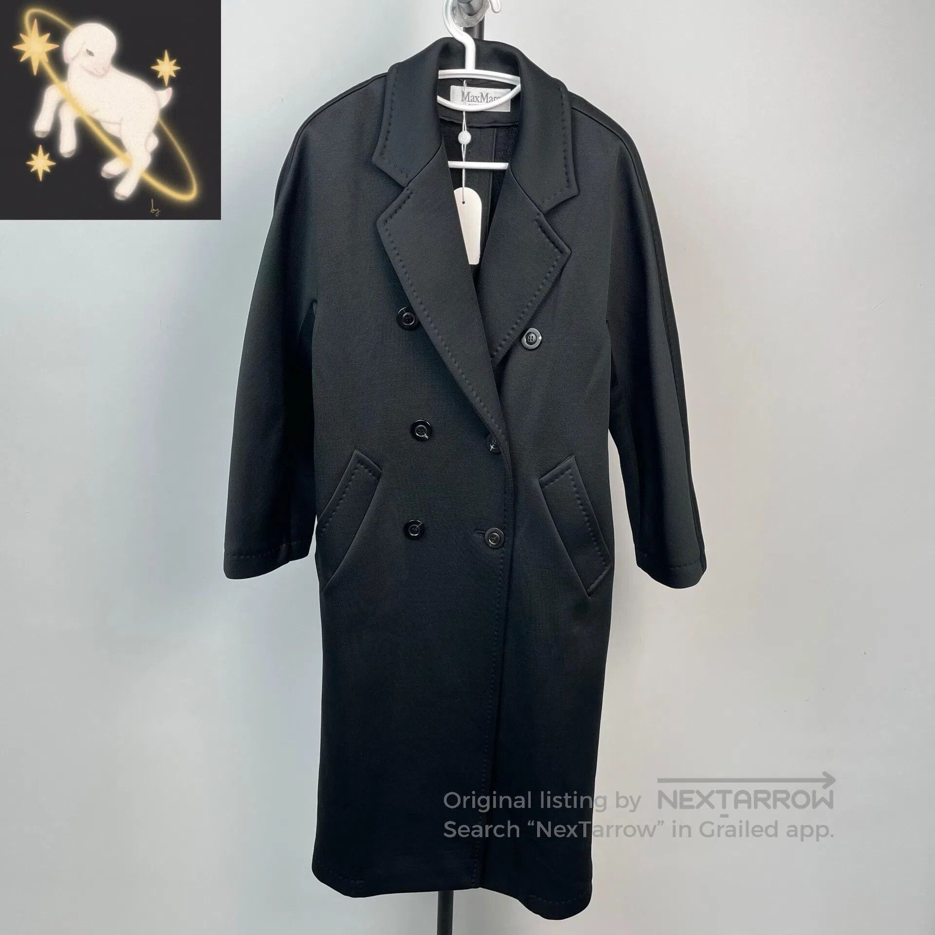 Max Mara Max Mara Black double-breasted long trench coat with lapel Size 4XL / US 24-26 - 1 Thumbnail