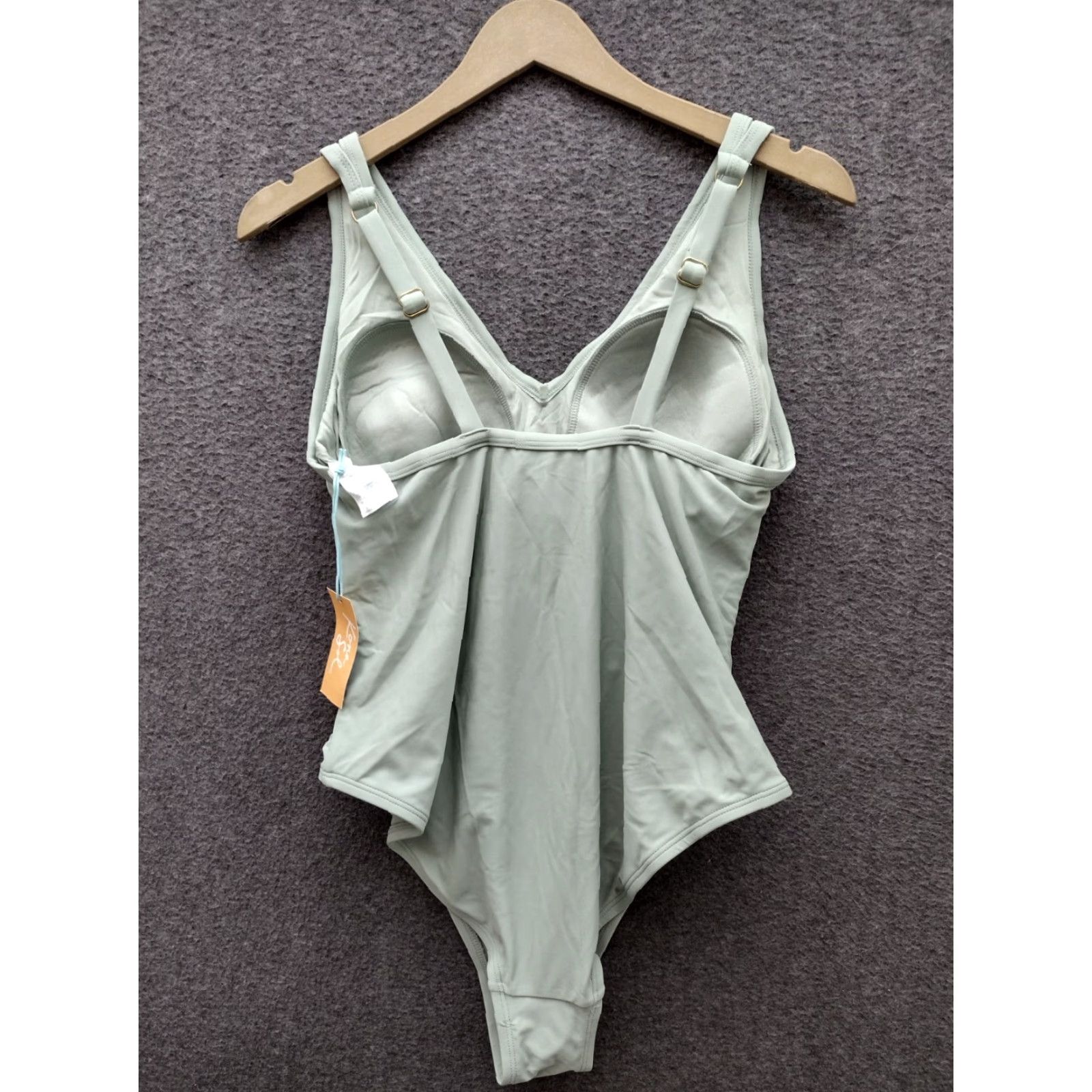 Vintage Kona Sol Women’s 16W Solid V-Neck Green One Piece Swimsuit Swim Size ONE SIZE - 2 Thumbnail