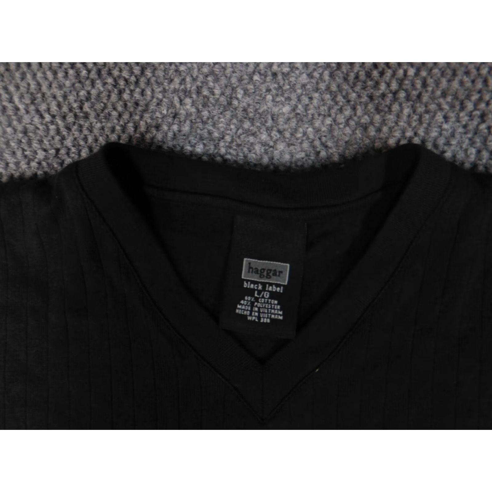 Haggar Haggar Mens T-Shirt Shirt Large Black V-Neck stretch Regular Cotton Short Sleeve Logo Button Vintage No (adjusted for clarity) Size US L / EU 52-54 / 3 - 5 Thumbnail