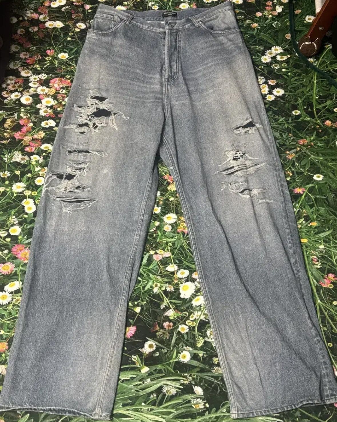 Balenciaga Trompe l‘oeil Destryoed Denim Pants
