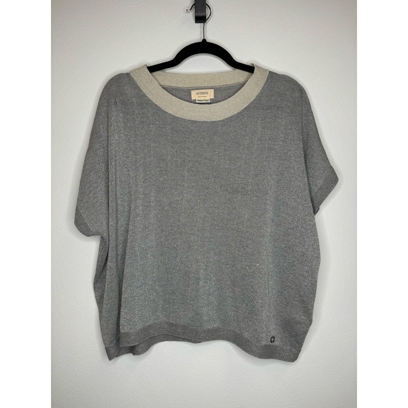 Anthropologie Numph Silver Sparkle Blouse