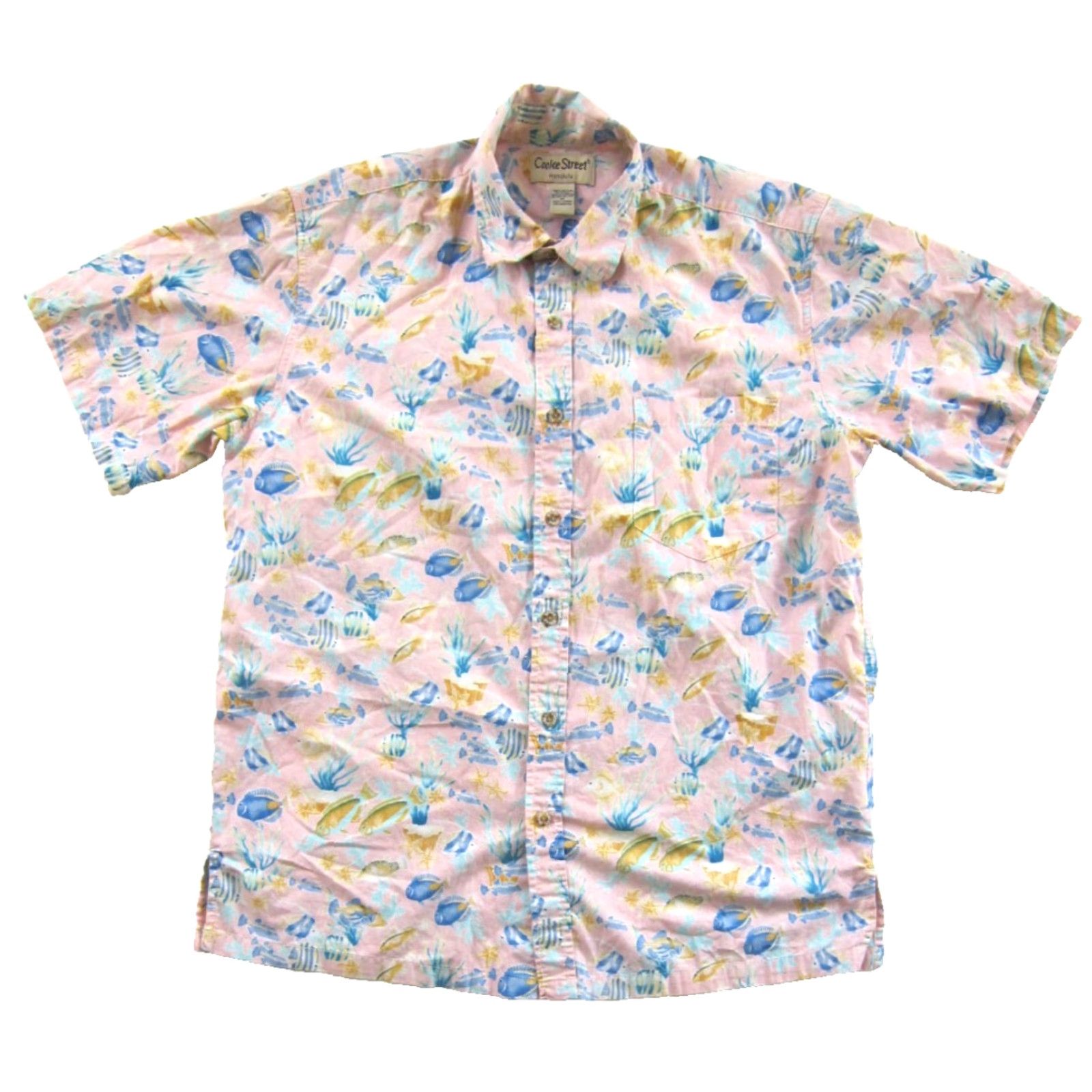 Pinko Cooke Street VTG Pink Blue Yellow Fish Button Down Short Sleeve Hawaiian Shirt M Size US M / EU 48-50 / 2 - 2 Thumbnail