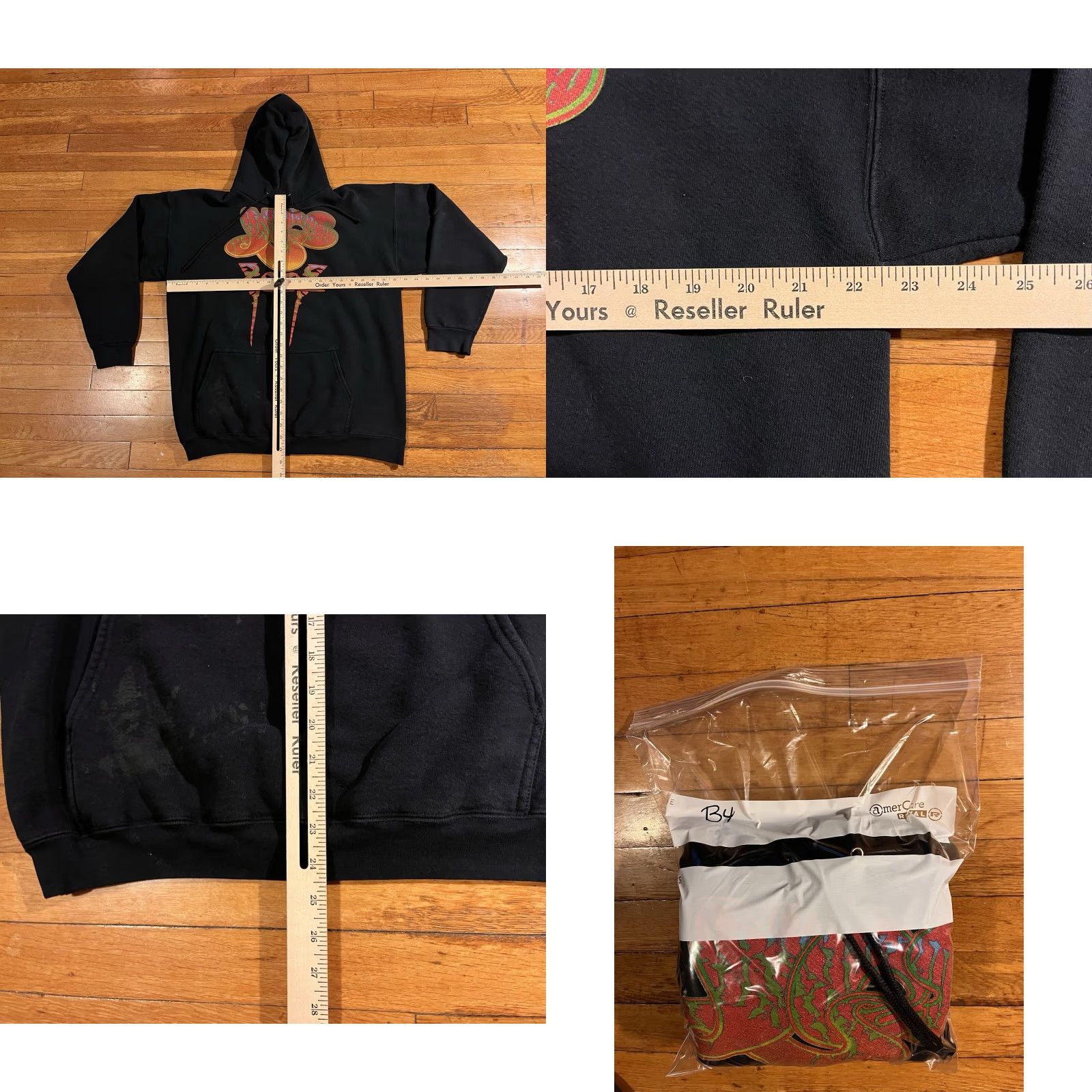 Vintage VINTAGE Yes 2002 Tour Hoodie Men’s Large Black Distressed Y2K Logo Graphic Print Hooded Pockets Mens Size US L / EU 52-54 / 3 - 8 Thumbnail