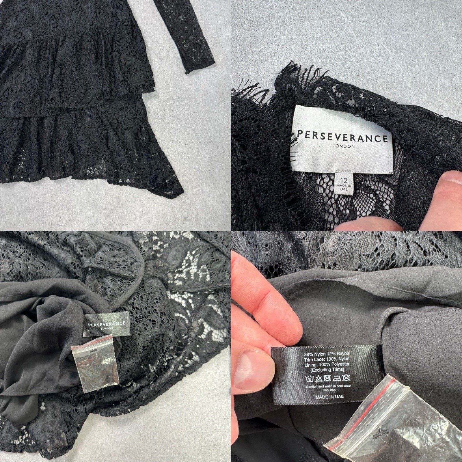 Vintage Perseverance London Paisley Ruffled Dress Black Size 12 midi Size M / US 6-8 / IT 42-44 - 23 Thumbnail