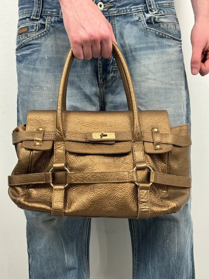 Vintage Massimo Rebecchi Gold Leather Handle Bag Size ONE SIZE - 1 Thumbnail