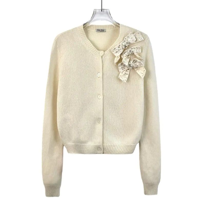 Miu Miu Miu Miu Beige Cashmere Cardigan for Women 0089 Size XS / US 0-2 / IT 36-38 - 1 Thumbnail