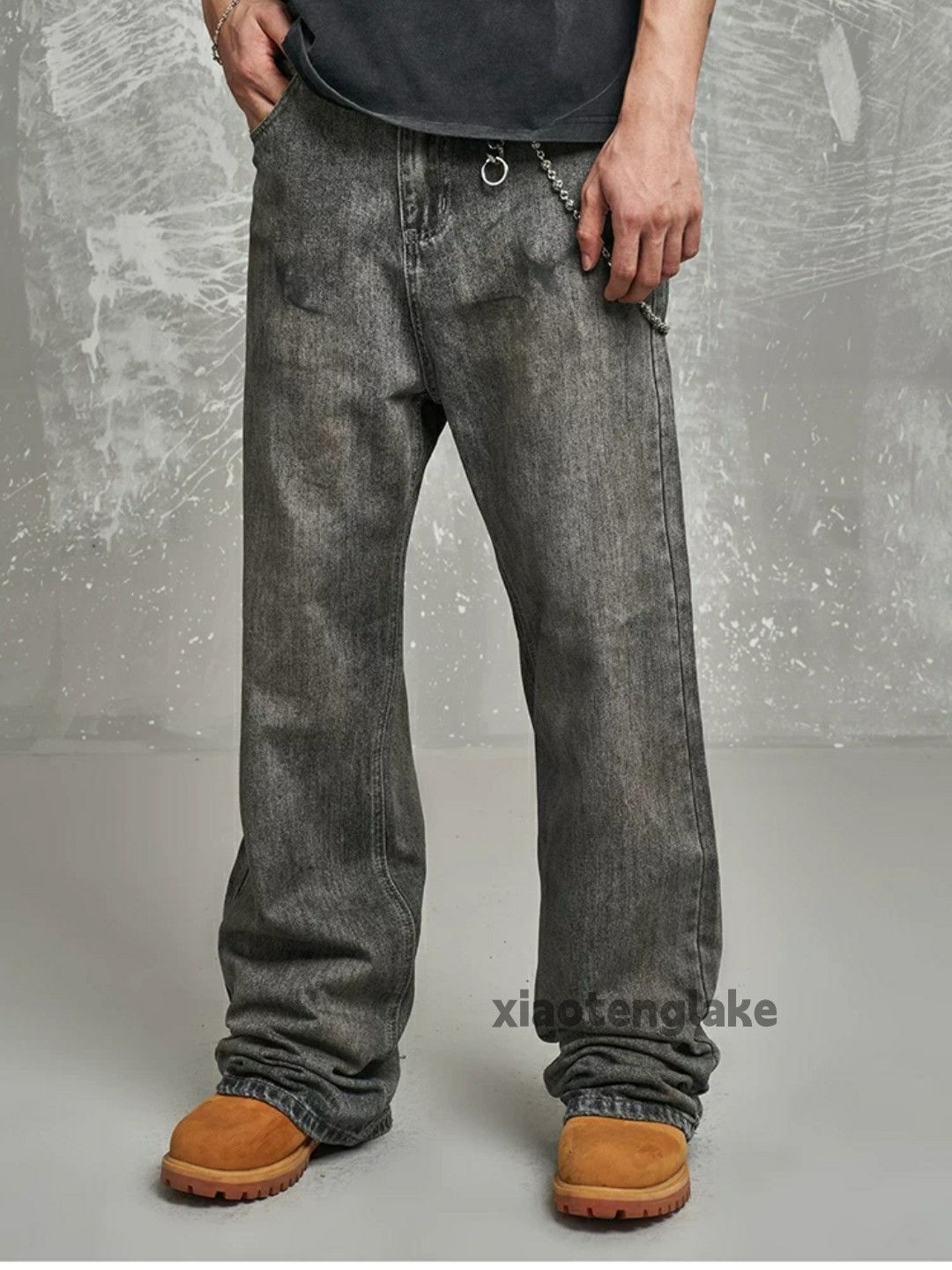 Jean × Vintage Washed faded loose baggy skate hiphop stain jeans Size US 32 / EU 48 - 4 Thumbnail