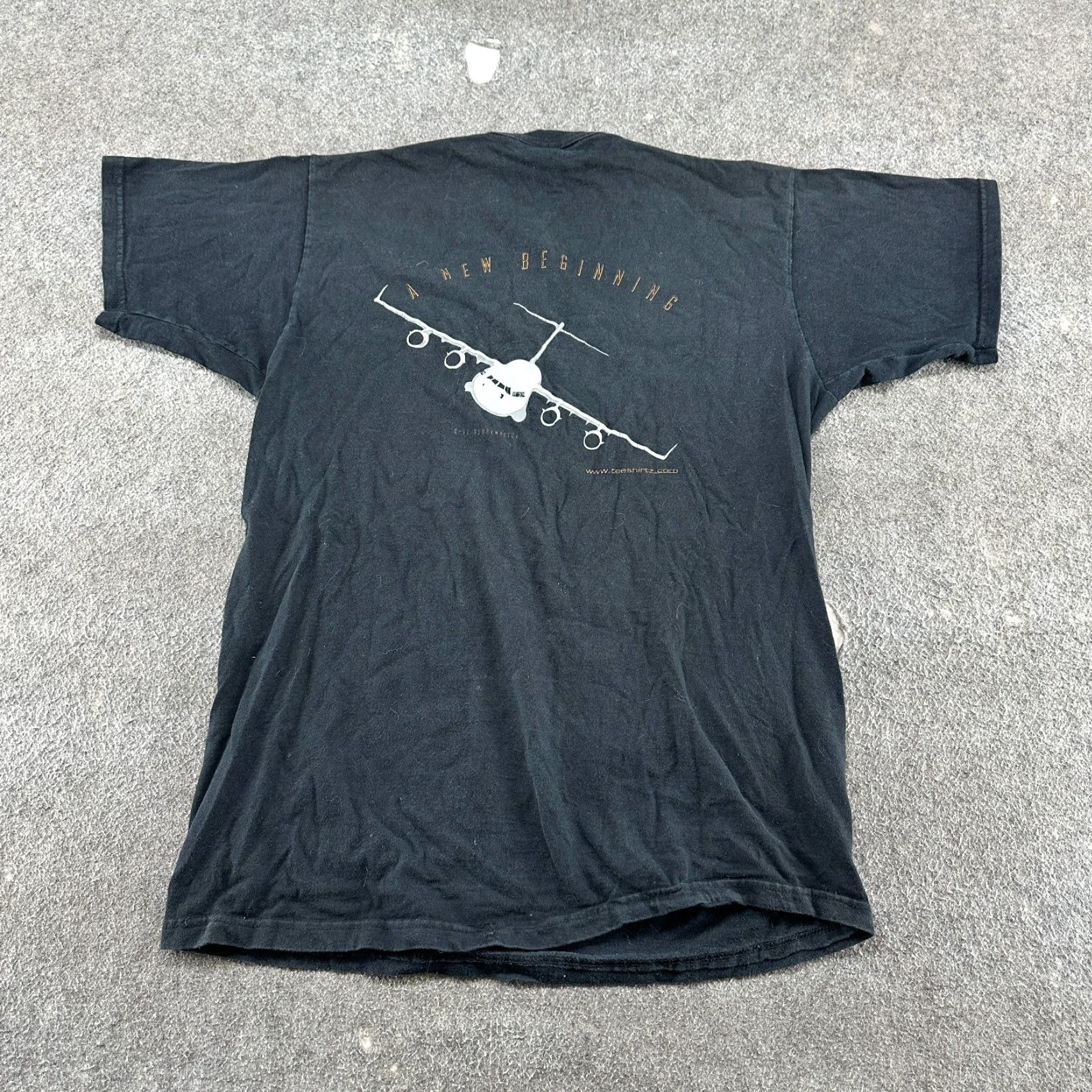 Fruit Of The Loom VINTAGE Fruit of the Loom Plane Shirt Mens L Black Cotton Air Force USAF Graphic Print T-Shirt 90s Mens Size US L / EU 52-54 / 3 - 5 Thumbnail