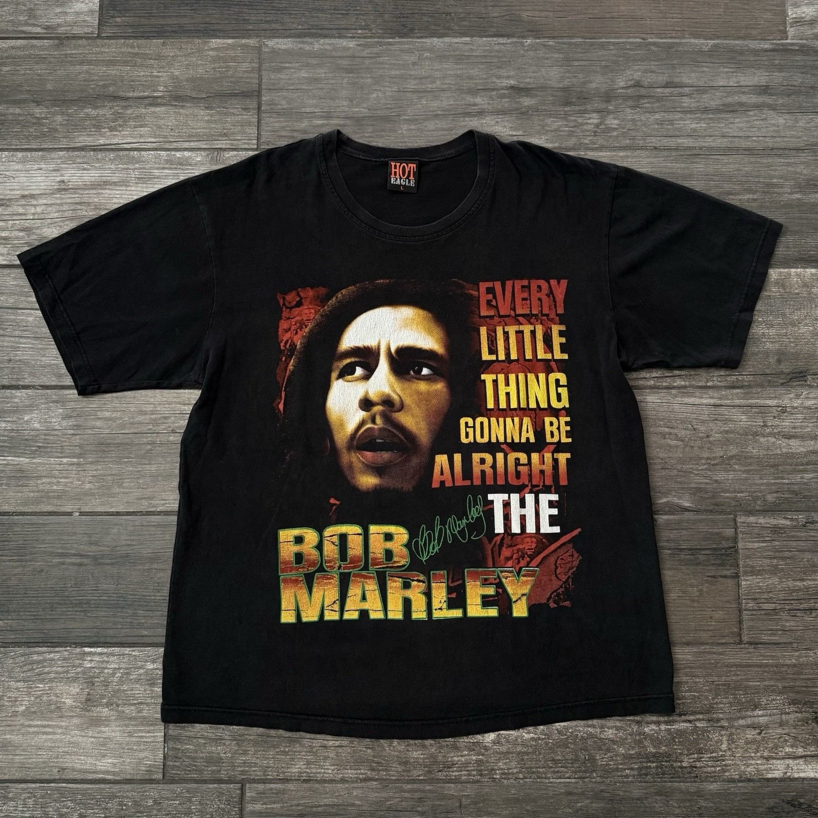 Bob Marley Y2K BOB MARLEY BLACK T-SHIRT HOT EAGLE THREE LITTLE BIRDS LY Size US L / EU 52-54 / 3 - 2 Thumbnail
