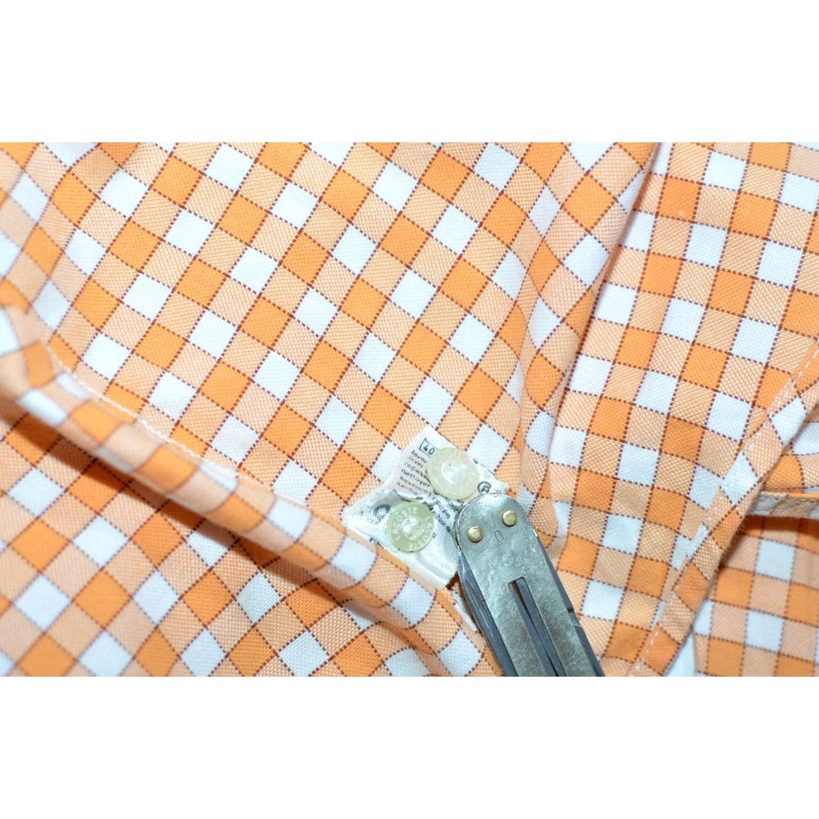 Lacoste Lacoste Men's Checkered Cotton Shirt 40 Button-Up Orange White, Long Sleeve, Regular Size, Vintage No, Made in Tunisia, 100% Cotton, Mens Size US L / EU 52-54 / 3 - 7 Thumbnail