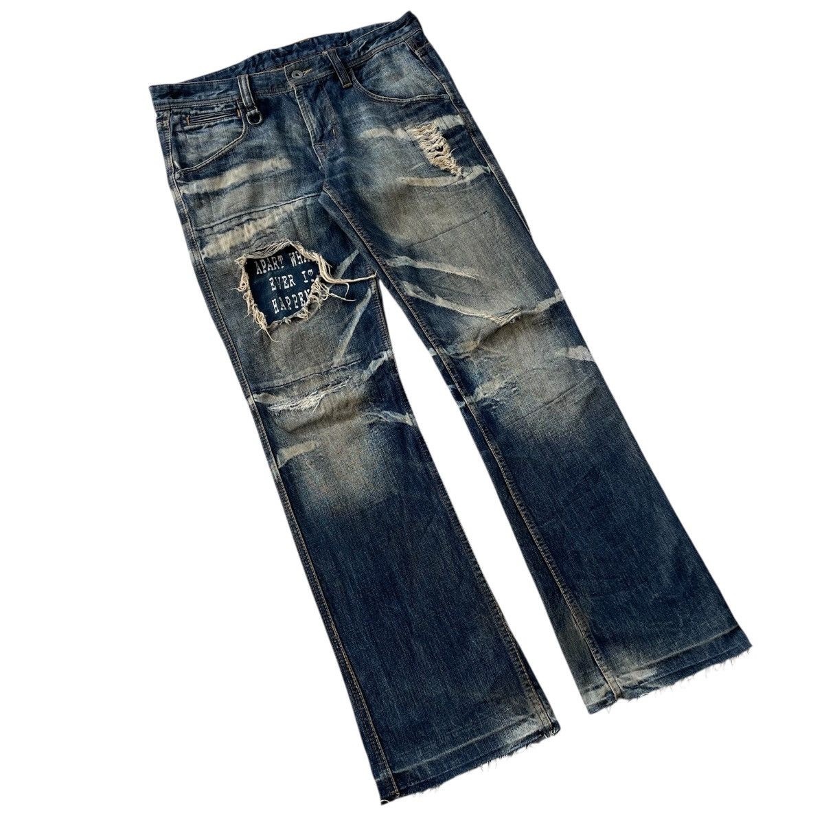 If Six Was Nine 2000s Hideaways - Flare Patchwork Distressed Jeans Size US 32 / EU 48 - 2 Thumbnail