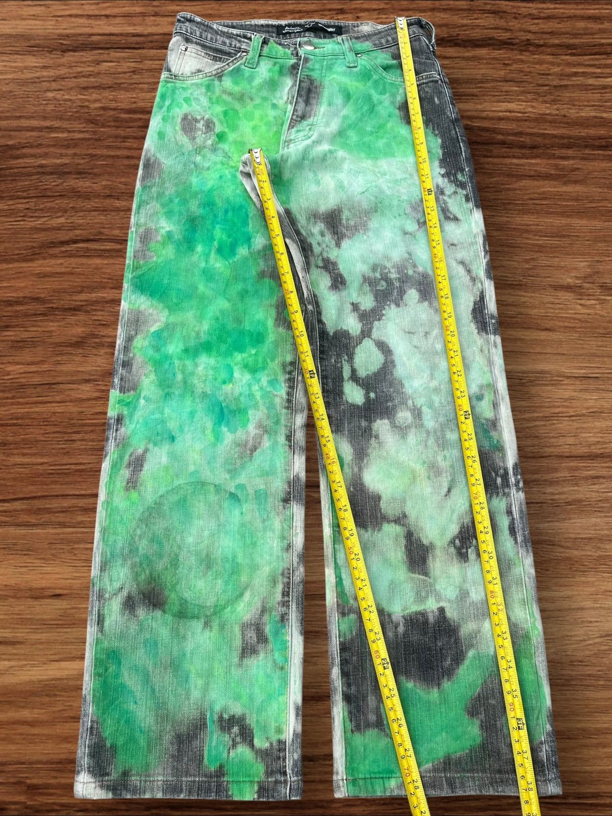 Vintage × Wrangler Vintage Wrangler Green Paint Tye Die Straight Leg Jeans Size US 28 / EU 44 - 11 Thumbnail