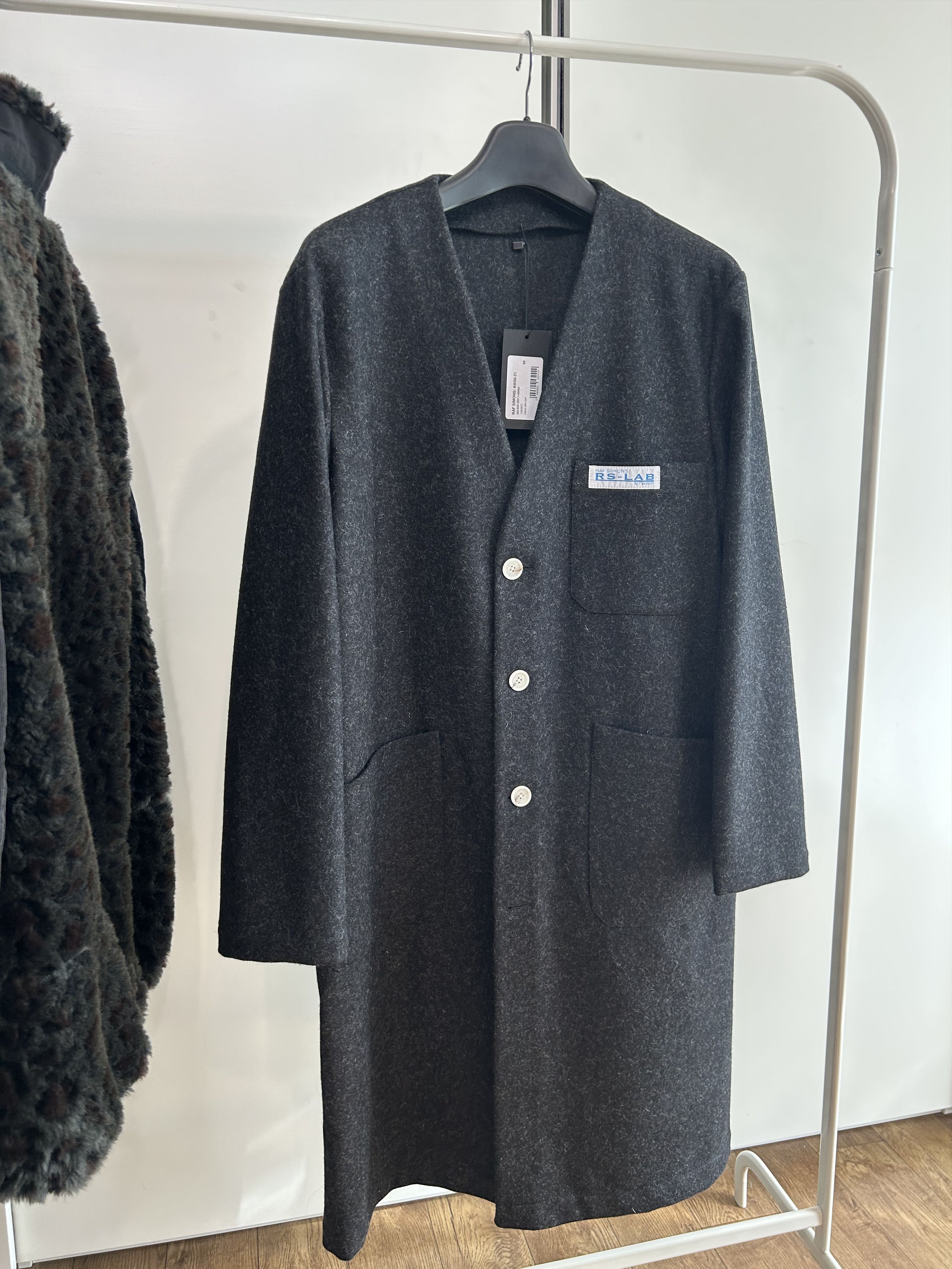Raf Simons RAF SIMONS A/W 20 Collarless Wool Melton Coat Size US M / EU 48-50 / 2 - 2 Thumbnail