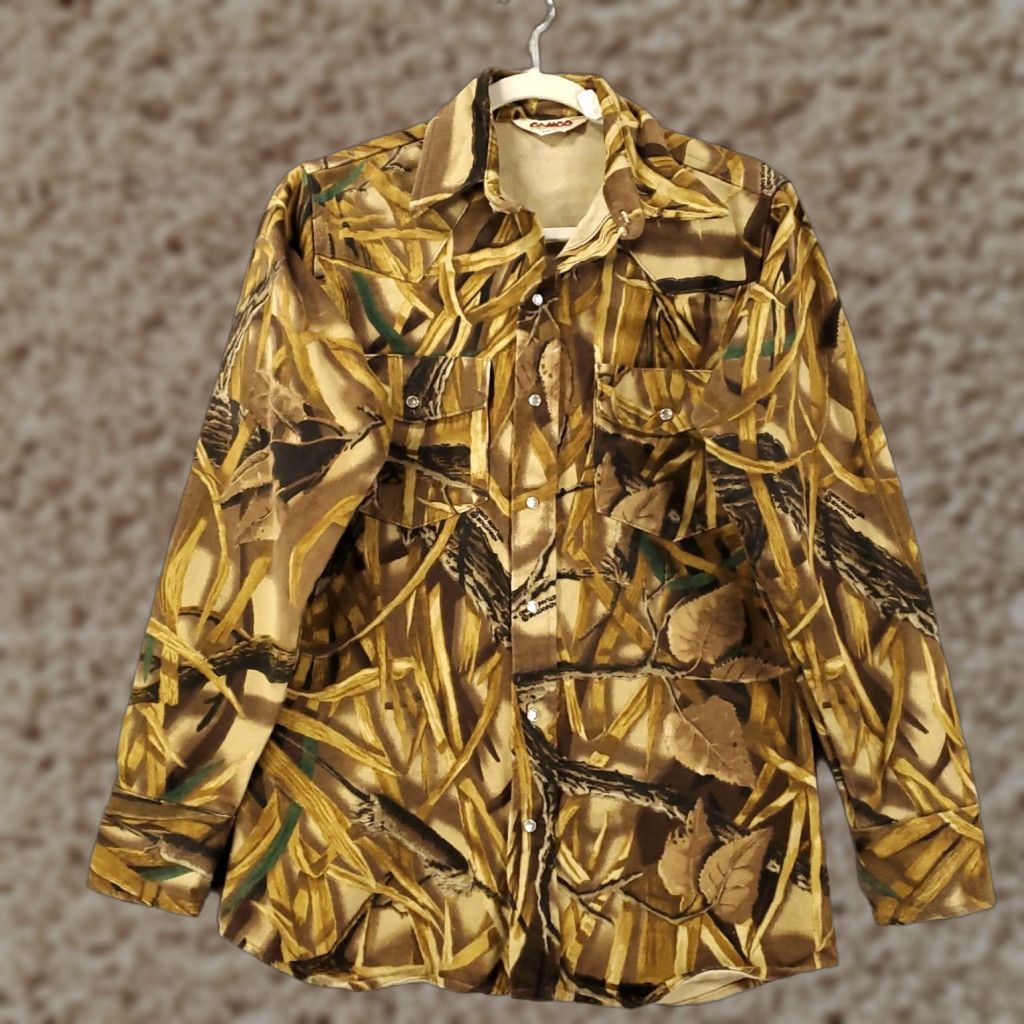 Vintage VINTAGE Camco Advantage Wetlands Camo Shirt Mens Small Heavyweight Pearl Snap Duck Hunting Size US S / EU 44-46 / 1 - 1 Thumbnail