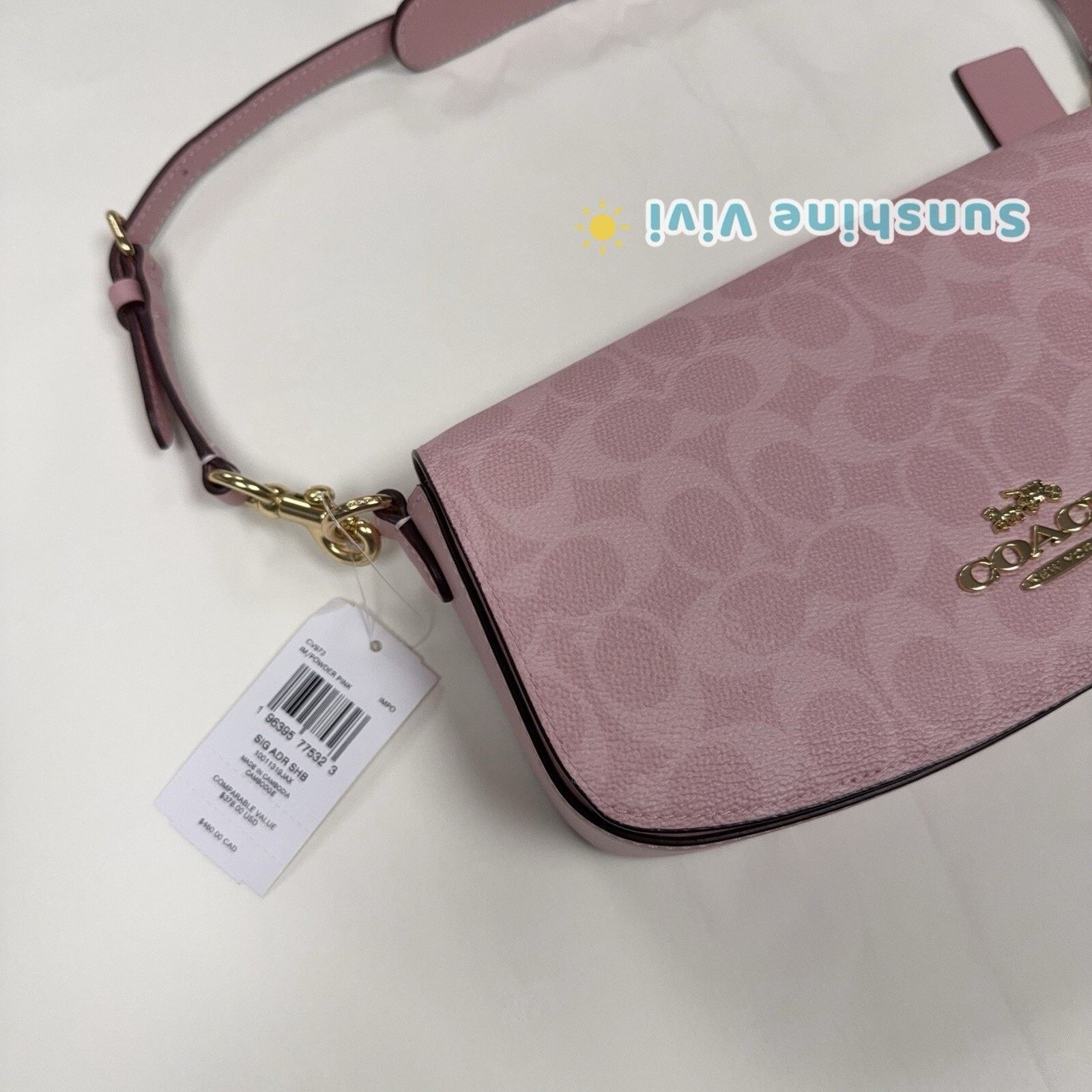 Coach NWT Coach Andrea Shoulder Bag Signature CV973 In Powder Pink Size ONE SIZE - 4 Thumbnail