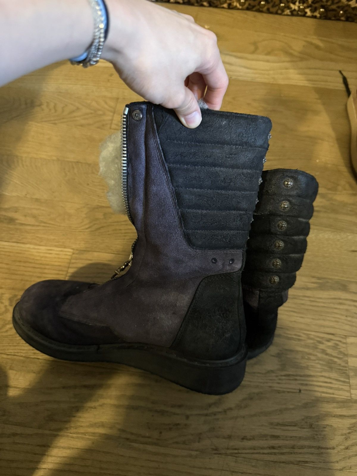 Chrome Hearts × Rick Owens Rick Owens CHROME HEARTS AW11 MOUTON SHEARLING MOHAWK BOOTS Size US 8 / EU 41 - 11 Thumbnail