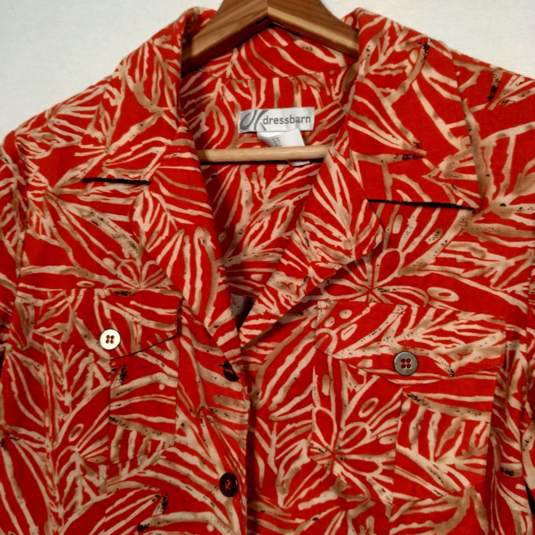 Vintage VINTAGE Dressbarn Shirt Dress Orange Floral Linen Rayon 10 Adult Medium White? Size L / US 10 / IT 46 - 7 Thumbnail