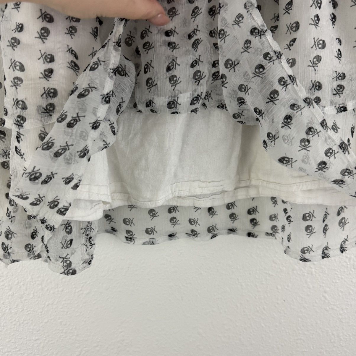 Other VANITY Vintage Y2K White Black Tulle Ruffle Skull Mini Skirt Size 30" / US 8 / IT 44 - 6 Thumbnail