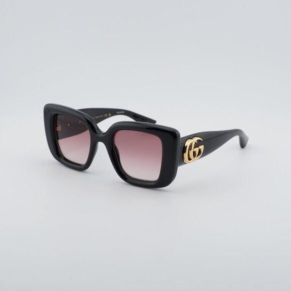 Gucci Gucci GG1975S 001 Sunglasses Shiny Black Square Frame, Red Size ONE SIZE - 1 Thumbnail