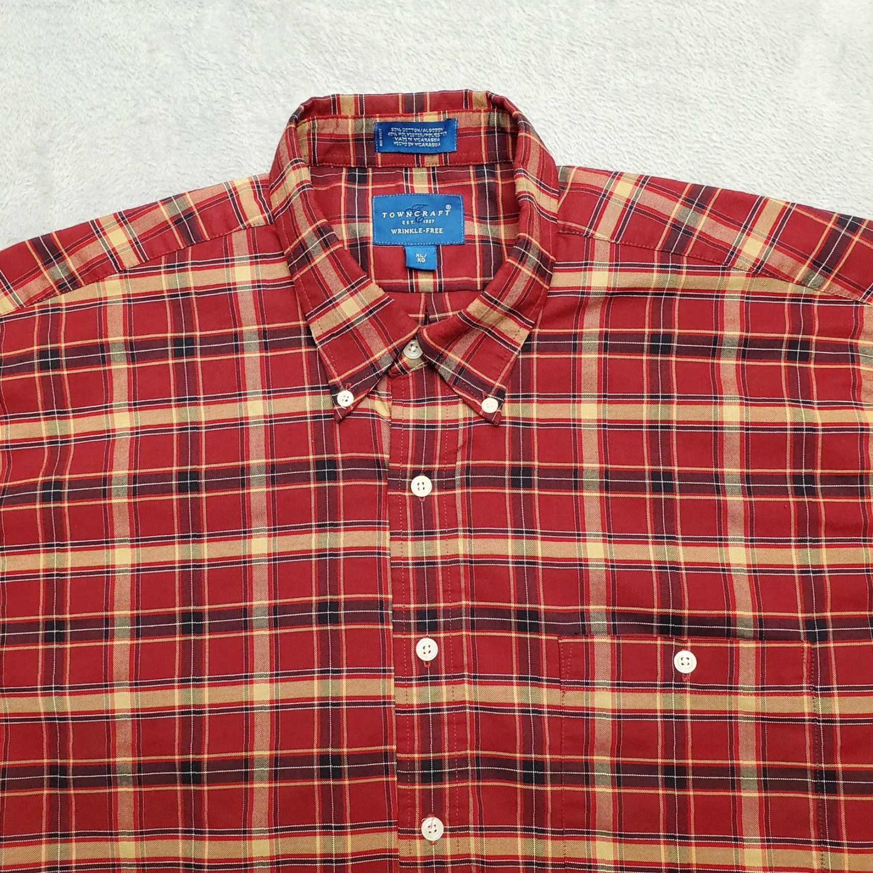 Vintage VINTAGE Towncraft Shirt Men XL Red Plaid Button-Down Long Sleeve Casual Size US XL / EU 56 / 4 - 2 Thumbnail