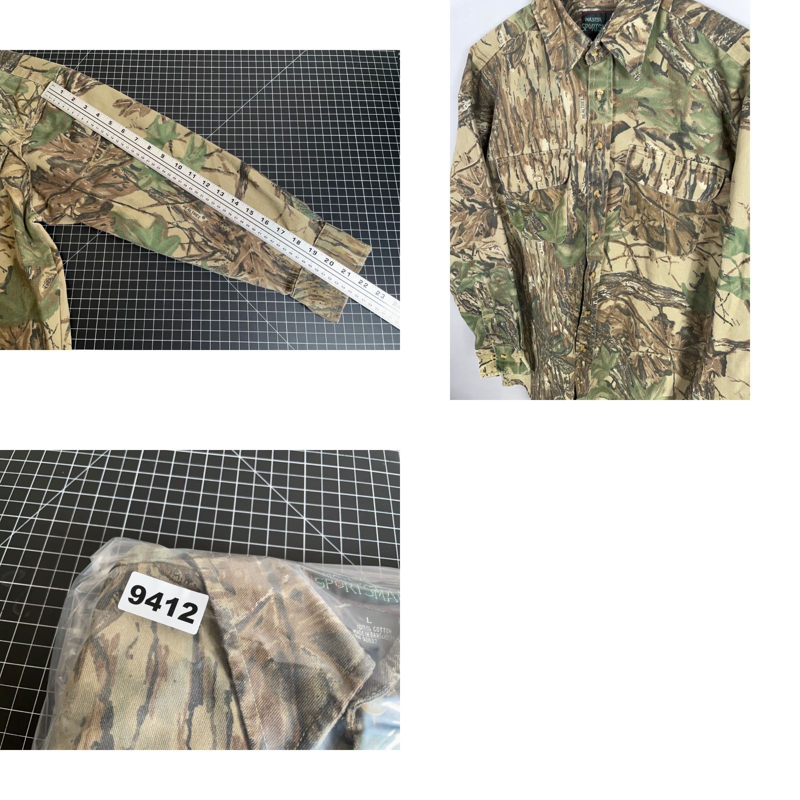 Realtree VINTAGE Master Sportsman Camouflage Long Sleeve Shirt Men Adult Large Fall Winter Green 90s Outdoors Hunters Size US L / EU 52-54 / 3 - 8 Thumbnail