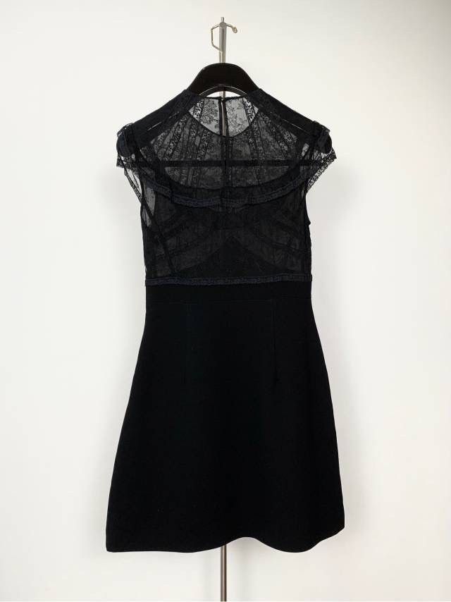 Miu Miu Miu Miu Black Lace & Mulberry Silk Spliced Dress K26WX Size L / US 10 / IT 46 - 2 Thumbnail