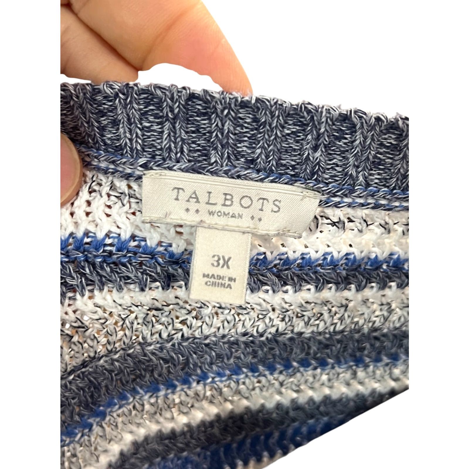 Talbots Talbots Sweater Women's 3X Plus Gray Oatmeal Blue Striped Knit 3/4 Sleeve EUC Size XXL / US 16-18 / IT 52-54 - 6 Thumbnail