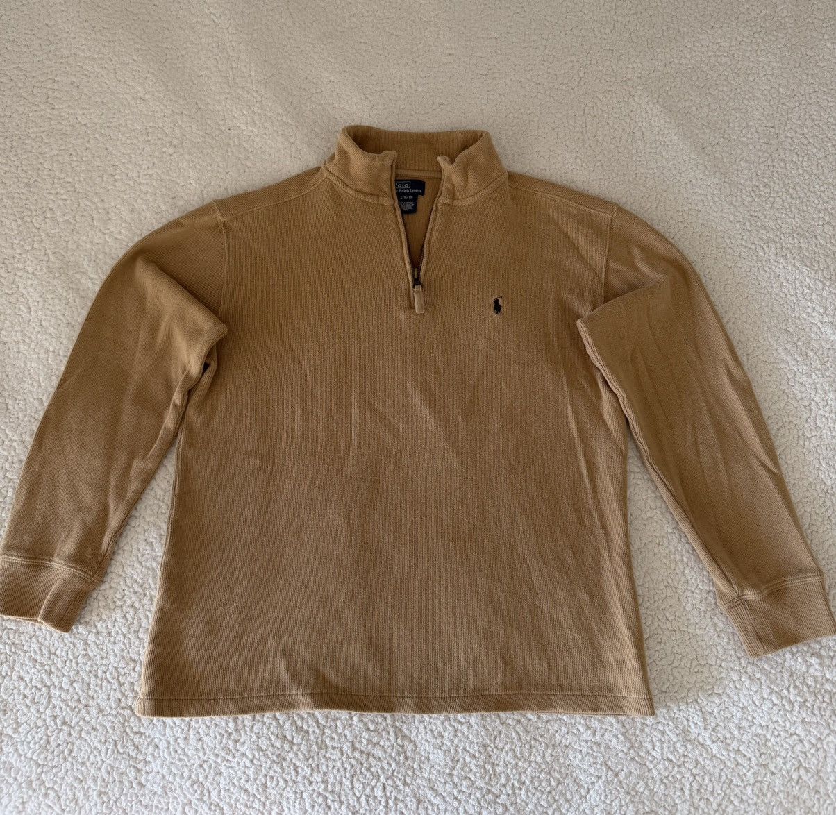 Polo Ralph Lauren POLO RALPH LAUREN Estate Rib TEEN Beige 1/4Zip Pullover Sz L Size US XXS / EU 40 - 3 Thumbnail
