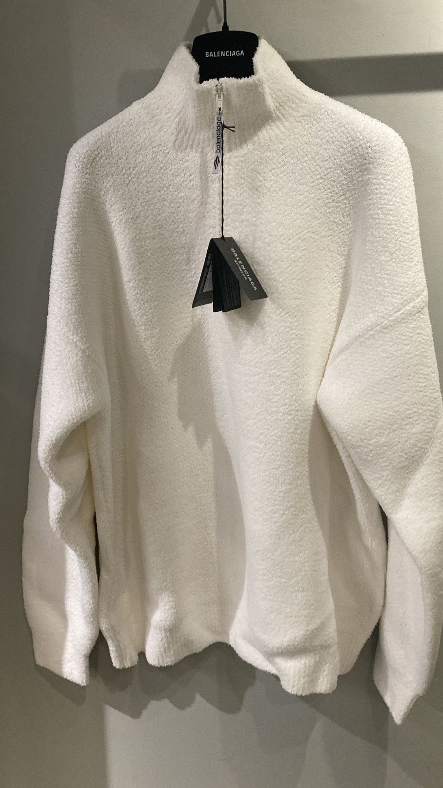 Balenciaga o1in1g0326 Half Zip High Neck Sweater in White Size US XL / EU 56 / 4 - 1 Preview