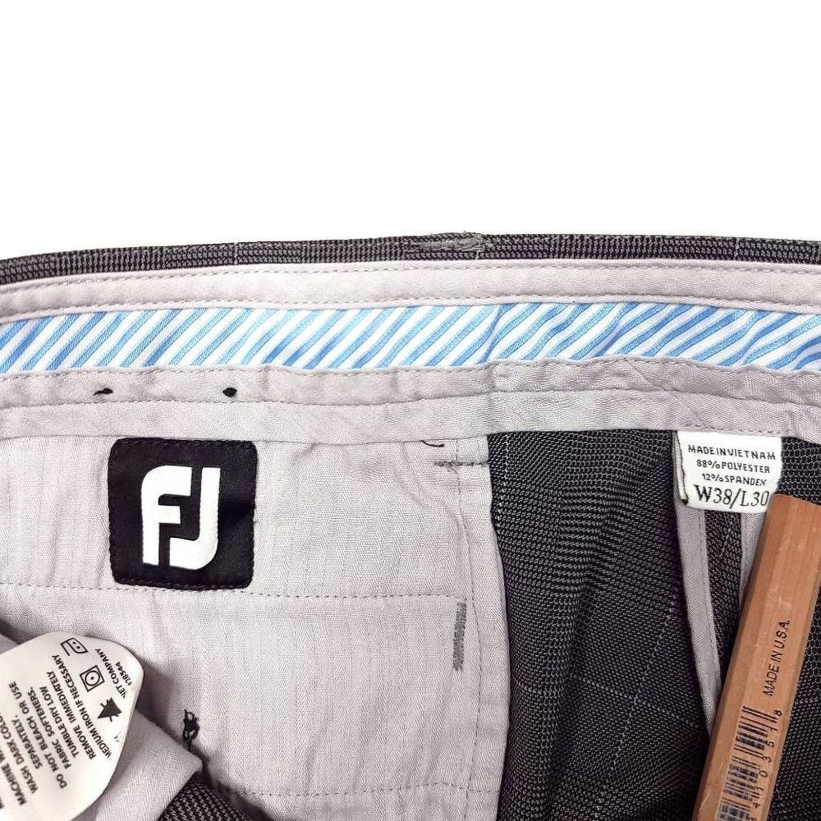 Footjoy FootJoy FJ Golf Pants Mens 38x30 Gray Windowpane Stretch Size US 38 / EU 54 - 3 Thumbnail
