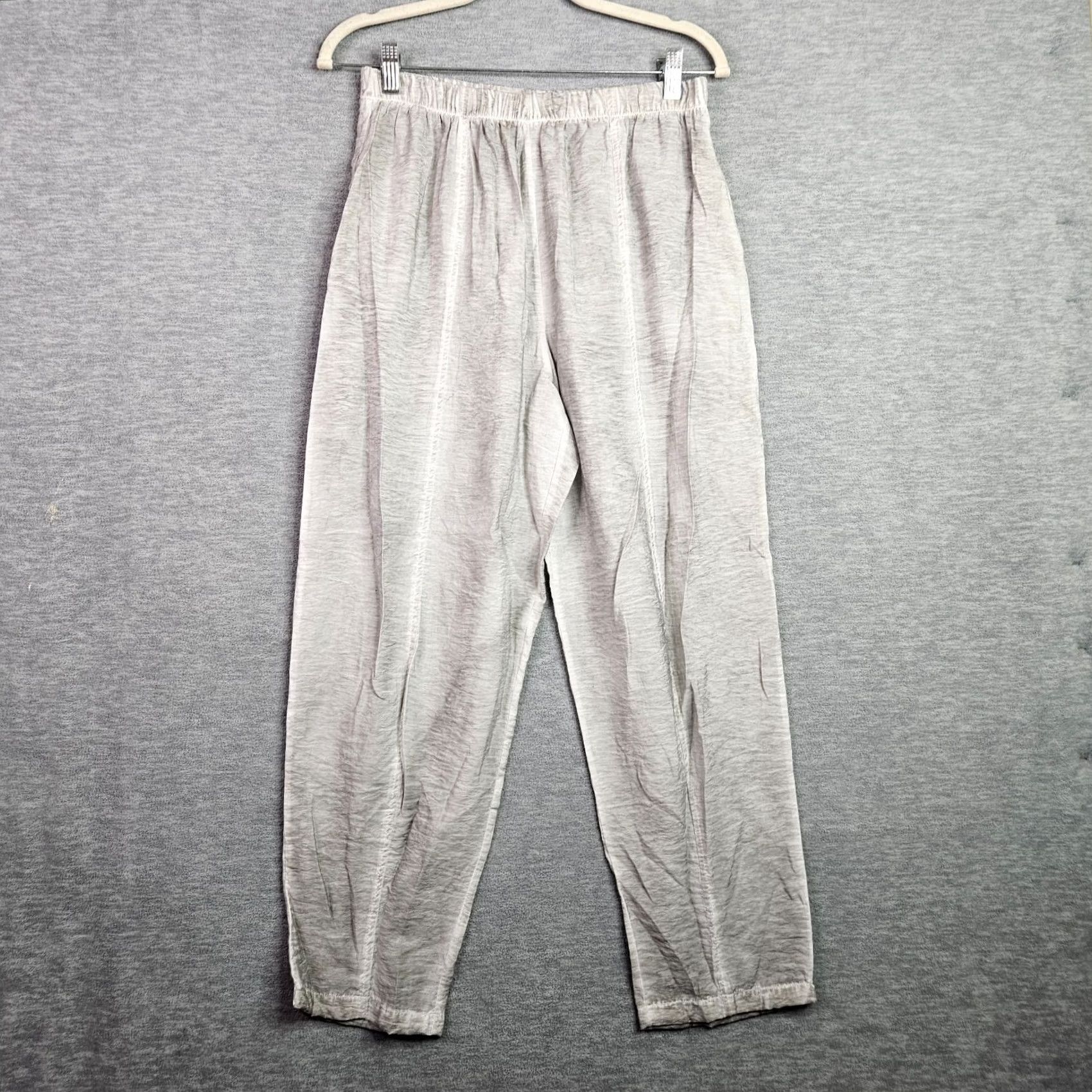 Vintage KIYO Women's Gray Stretch Pants Size M Elastic Waist Regular Fit Casual Size 32" / US 10 / IT 46 - 2 Thumbnail
