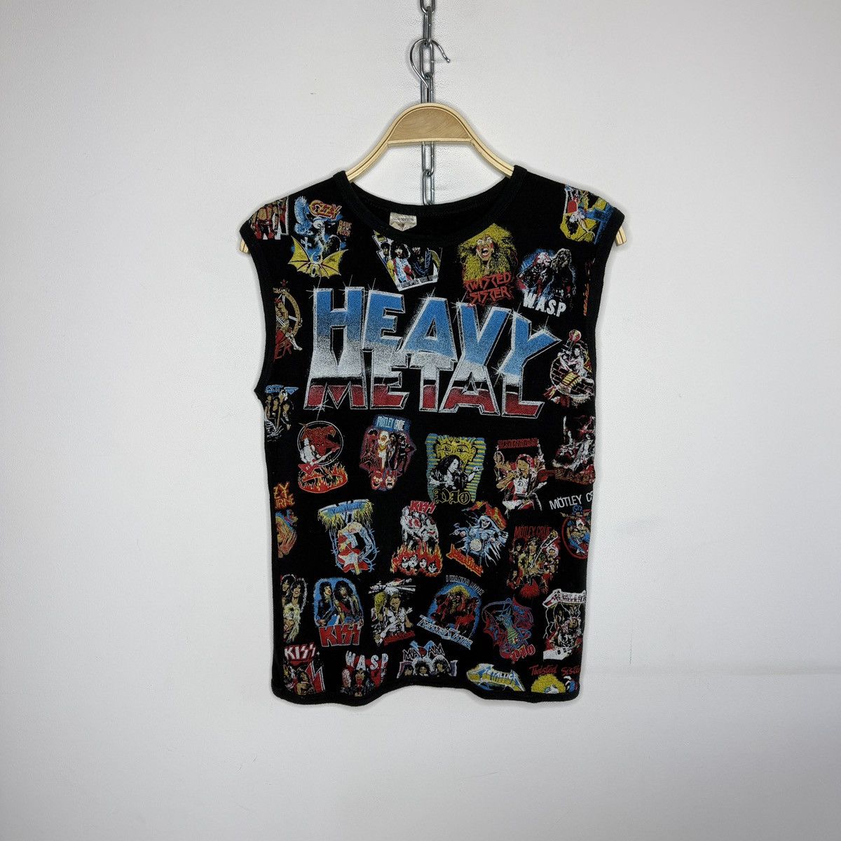 Vintage 80s heavy metal muscle shirt rare Kiss wasp venom