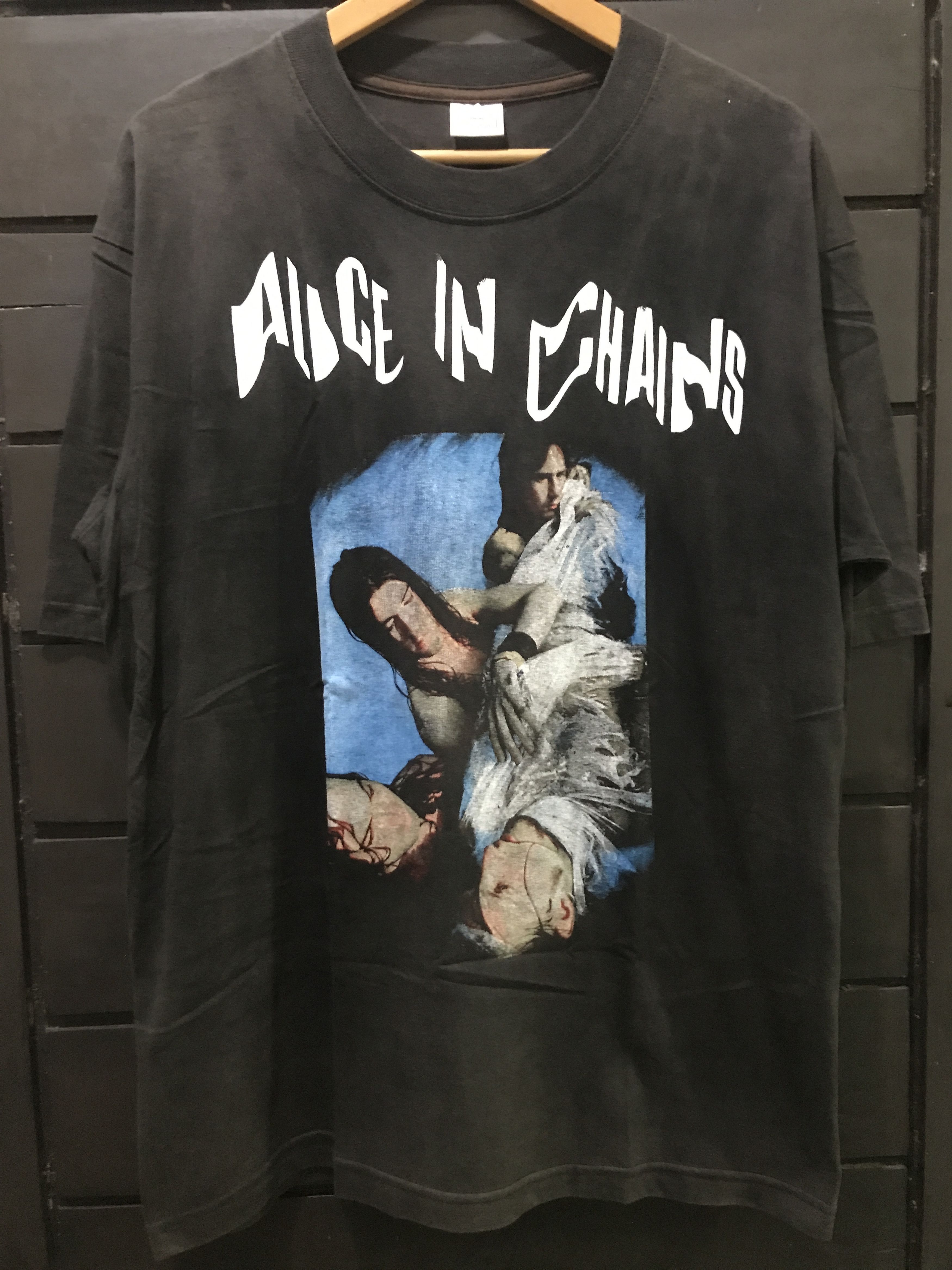 image of Vintage Alice In Chains We Die Young Shirt in Faded Slate Black, Men's (Size XL)