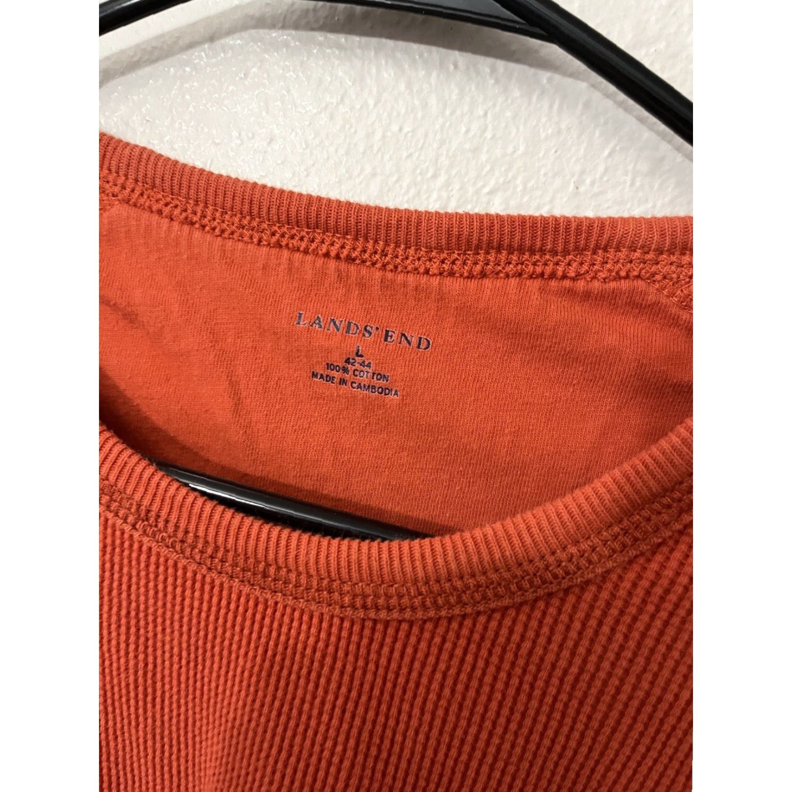 Lands' End Lands' End Sweater Shirt Mens Large L 42-44 Orange Crew Neck Pullover Knit Cotton 100% Vintage? No; All Seasons Classic American Fashion Mens Size US L / EU 52-54 / 3 - 2 Thumbnail