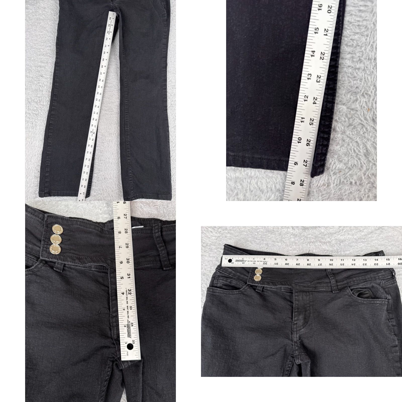 Vintage Angel Kiss Jeans Women Bootcut Denim Black 30x28 Juniors 7 Slimming Stretch Pocket 5-Pocket Design Low Rise Cotton Blend Costume? Size 28" / US 6 / IT 42 - 8 Thumbnail