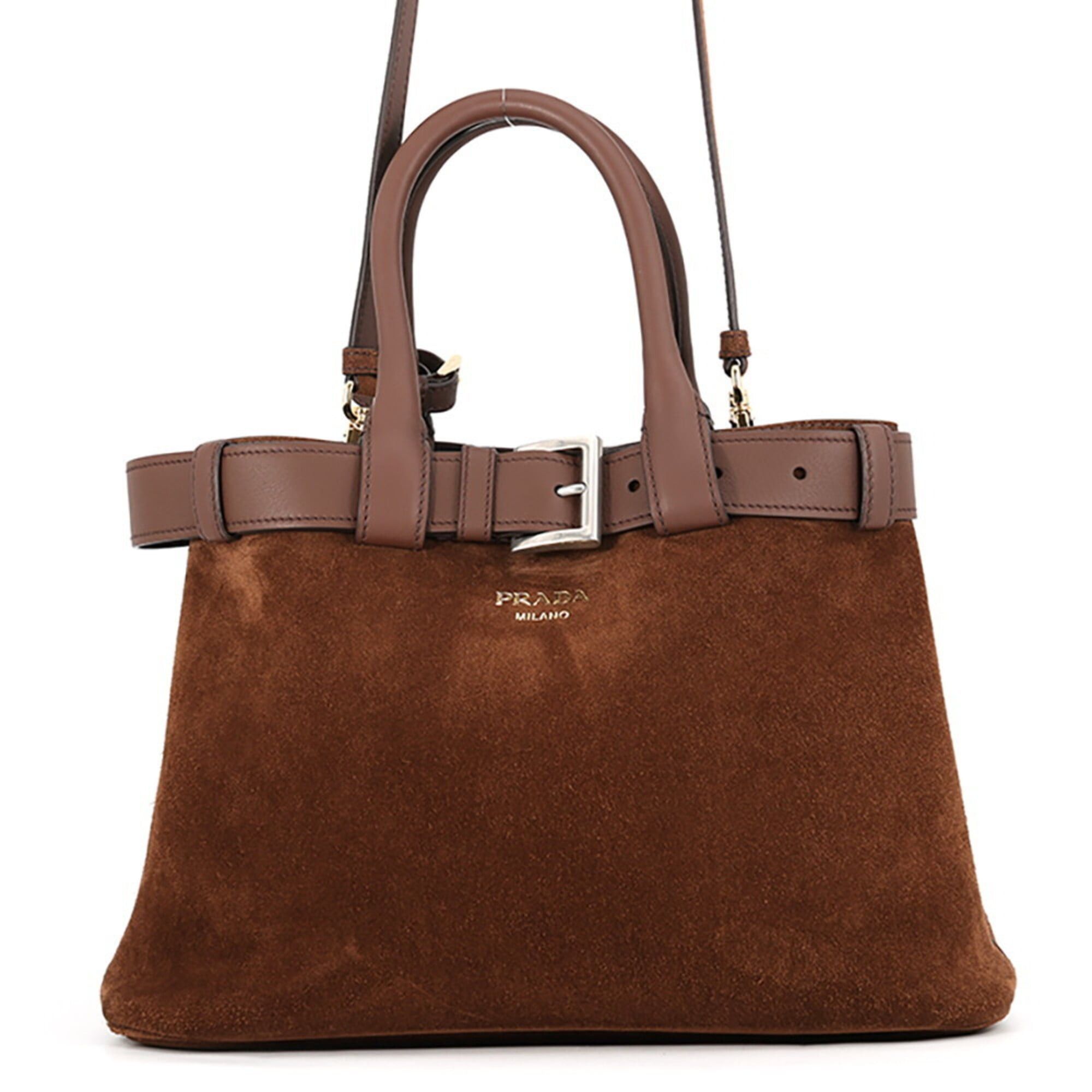 Prada Prada handbag, buckle, medium suede, 1BA434, PRADA 2-way shoulder bag, Size ONE SIZE - 1 Thumbnail